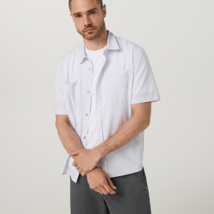 Short Sleeve Bridge Button Down - Relaxed Fit | White Dune Stripe