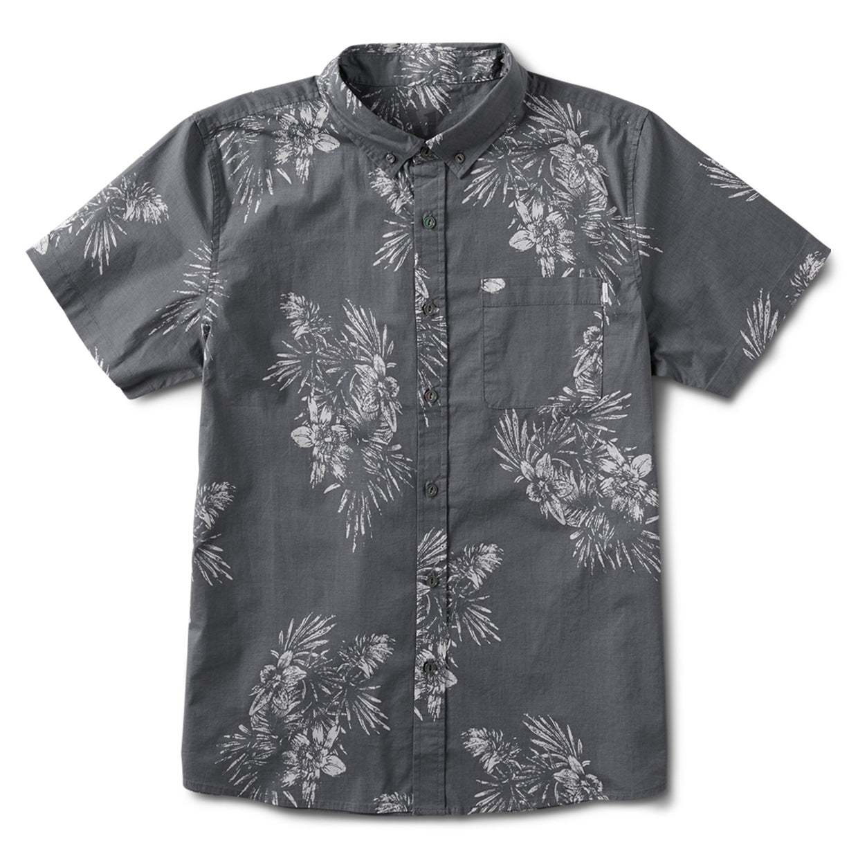 Crest Short Sleeve Button-Down | Grey Vintage Floral - Image 6