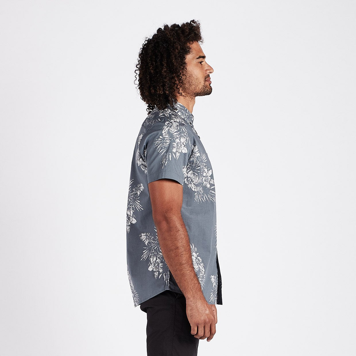 Crest Short Sleeve Button-Down | Grey Vintage Floral - Image 2
