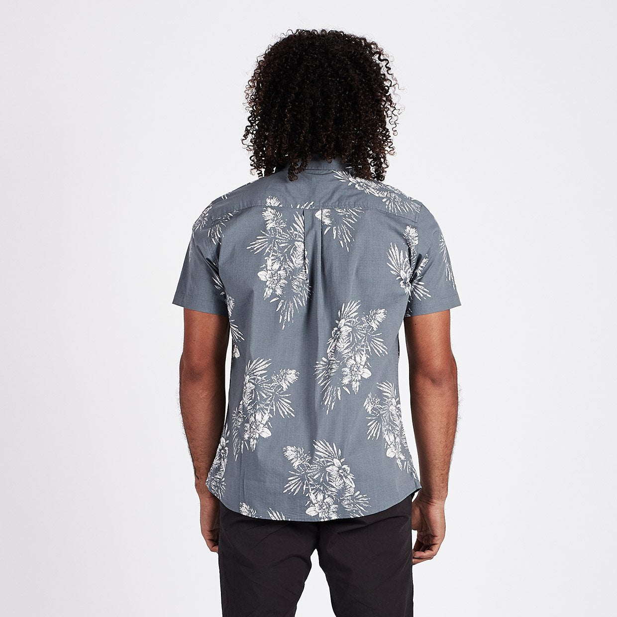 Crest Short Sleeve Button-Down | Grey Vintage Floral - Image 3