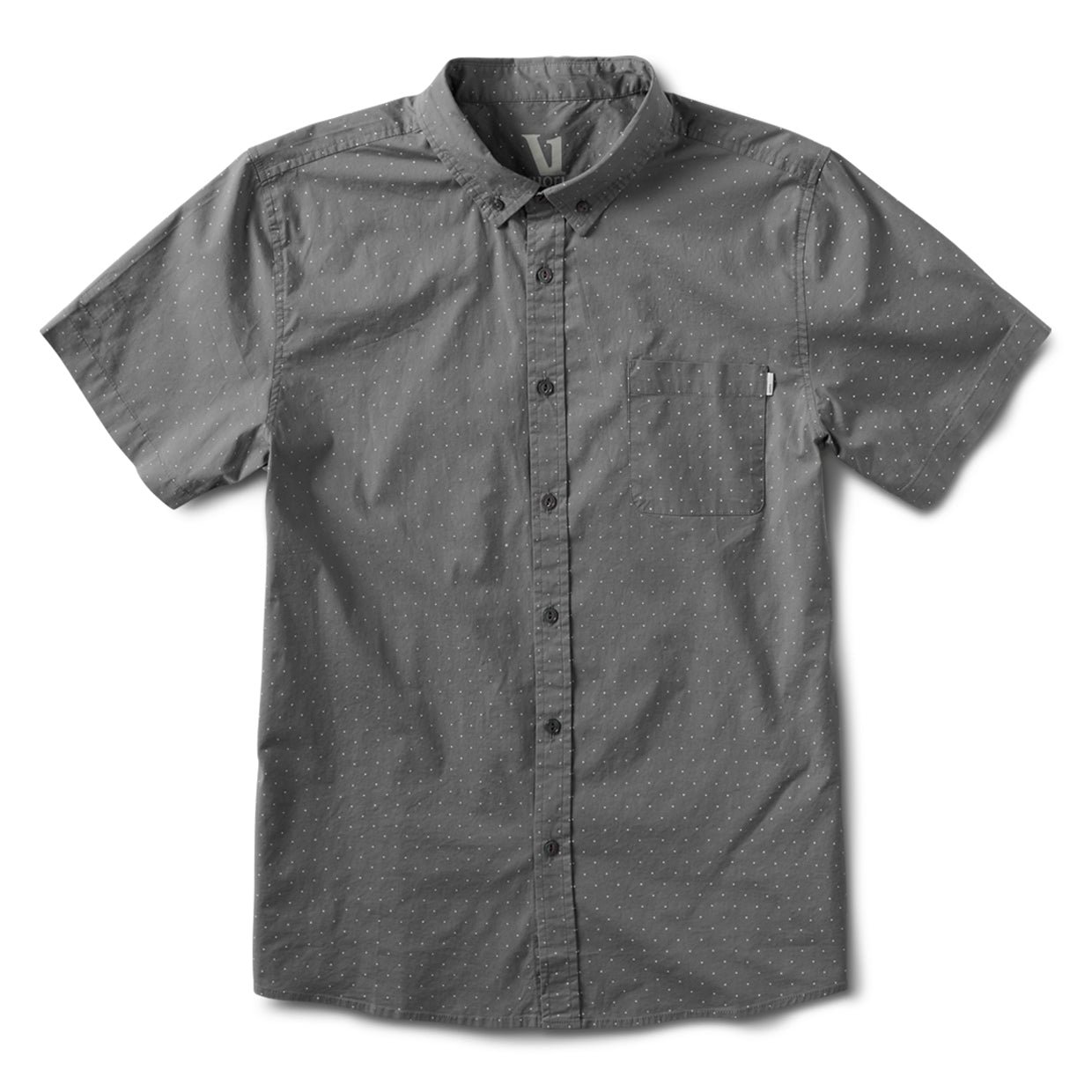 Crest Short Sleeve Button-Down | Grey Micro Dot - Image 6