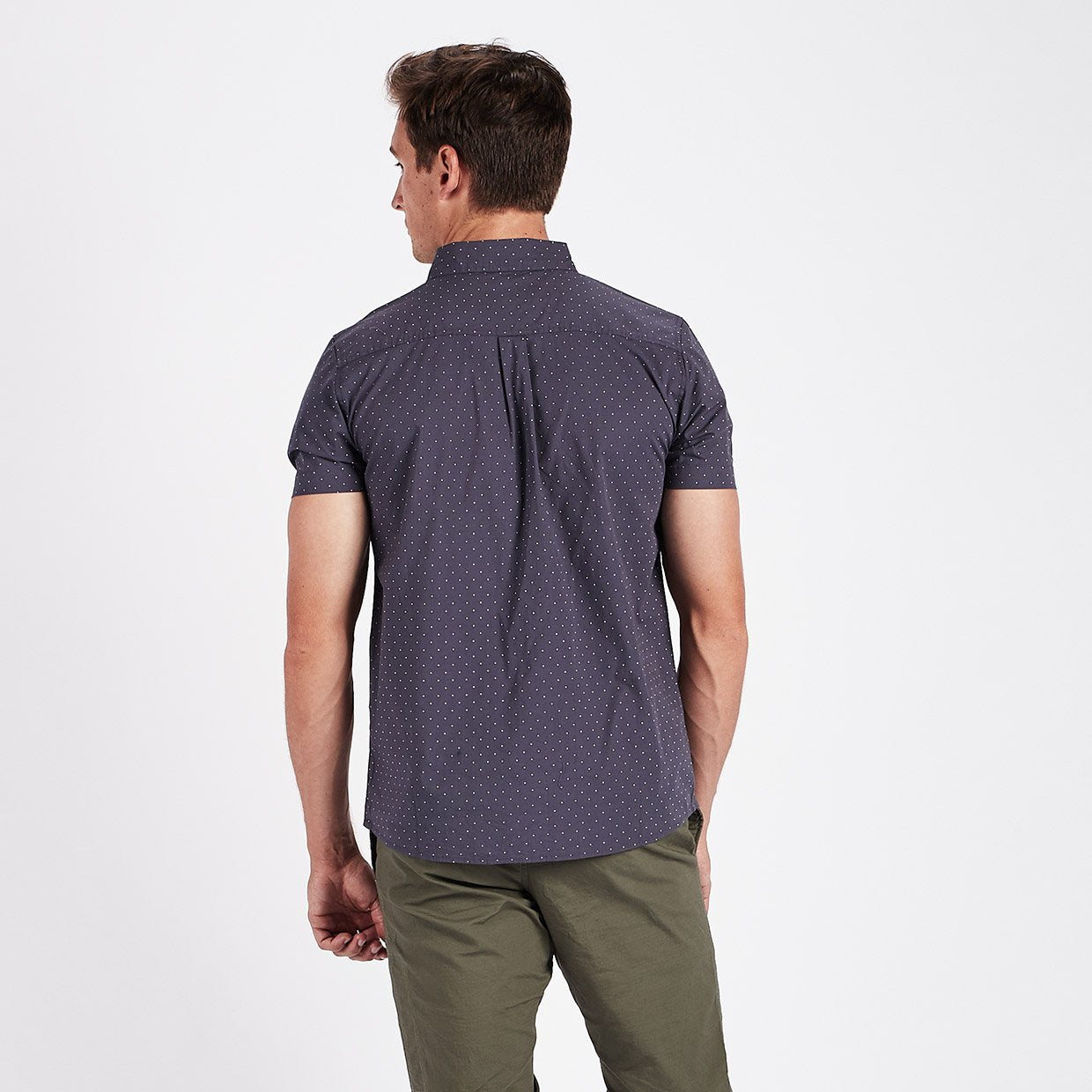 Crest Short Sleeve Button-Down | Navy Micro Dot - Image 2