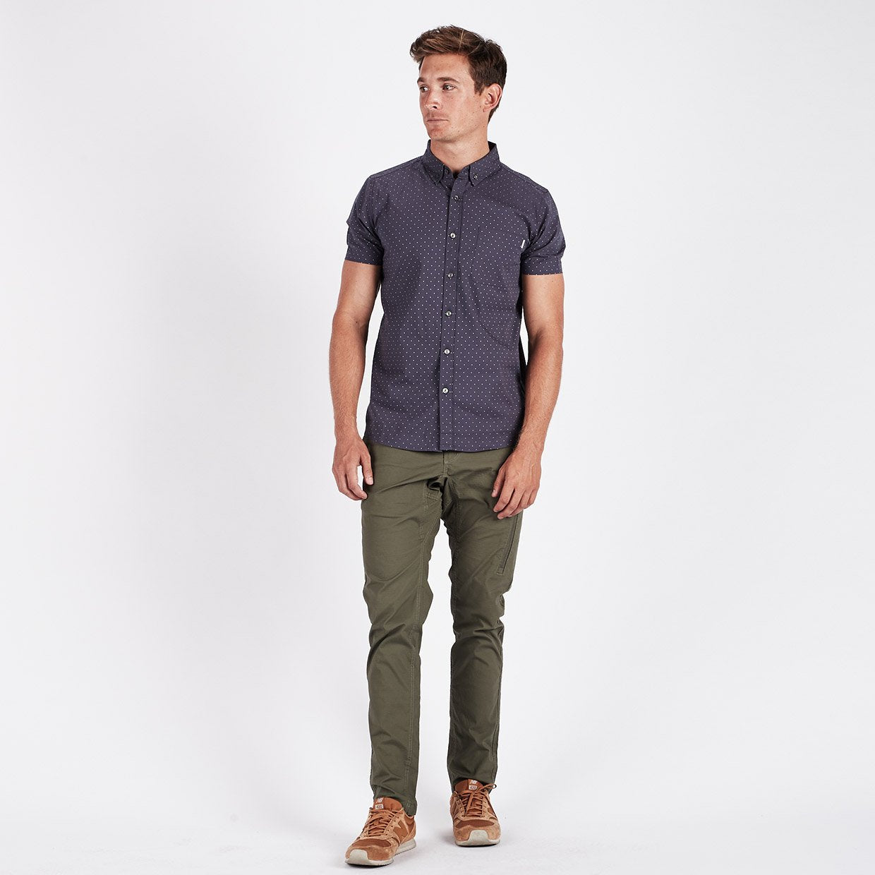 Crest Short Sleeve Button-Down | Navy Micro Dot - Image 3