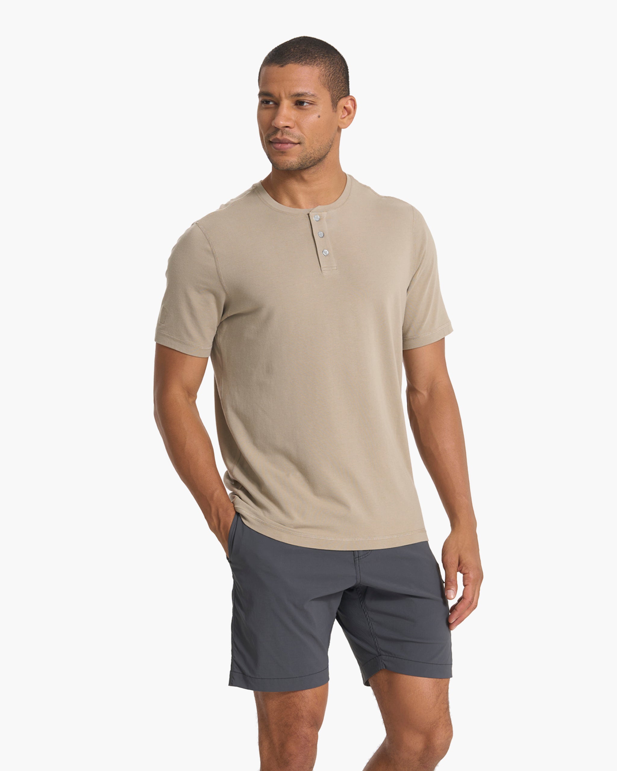 Short Sleeve Tuvalu Henley | Gravel - Image 2