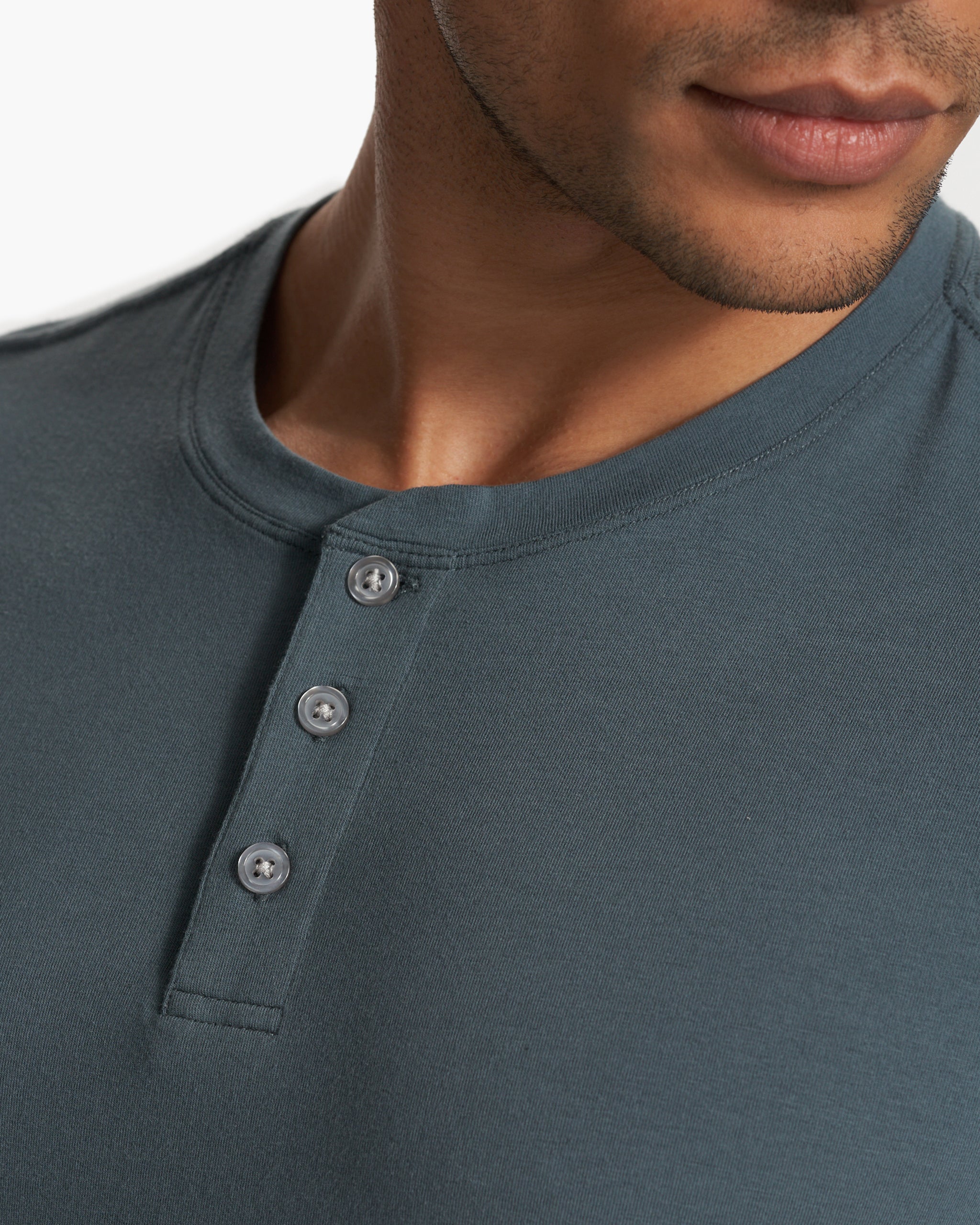 Short Sleeve Tuvalu Henley | Lake - Image 2