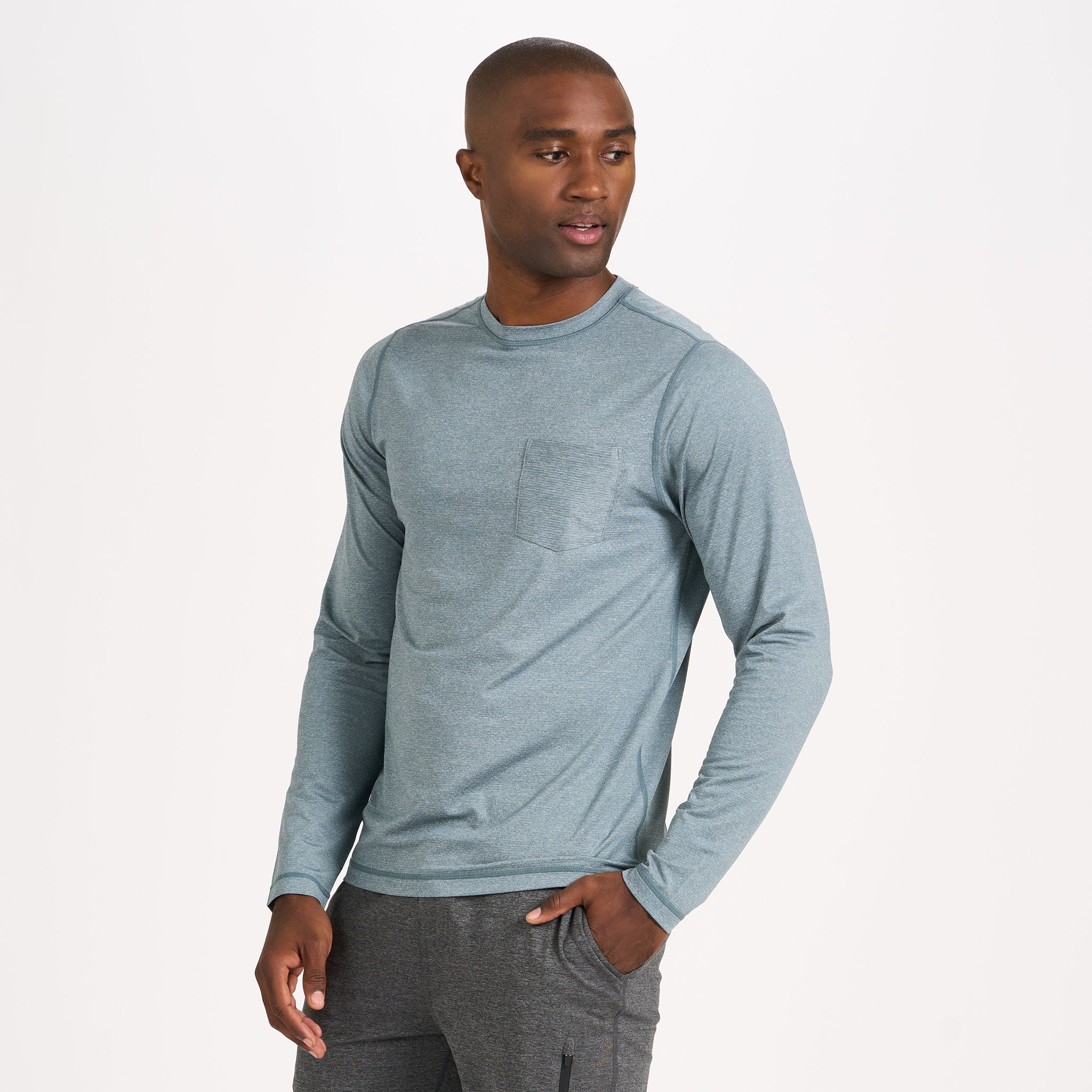 Long-Sleeve Tradewind Performance Tee | Steel Blue Heather - Image 4
