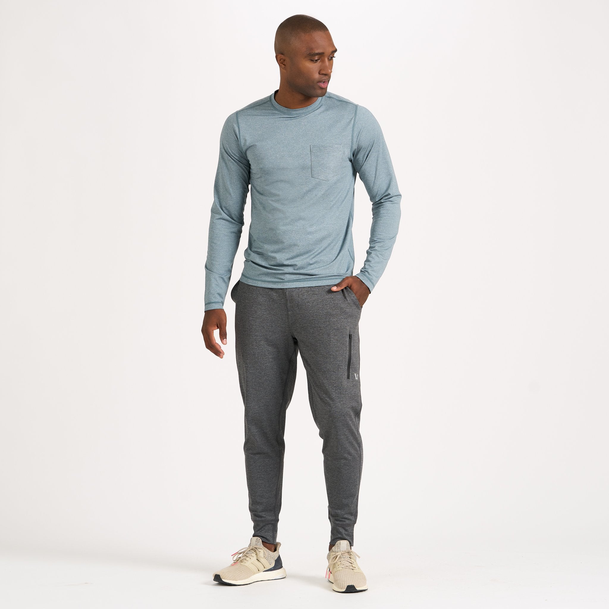 Long-Sleeve Tradewind Performance Tee | Steel Blue Heather - Image 2