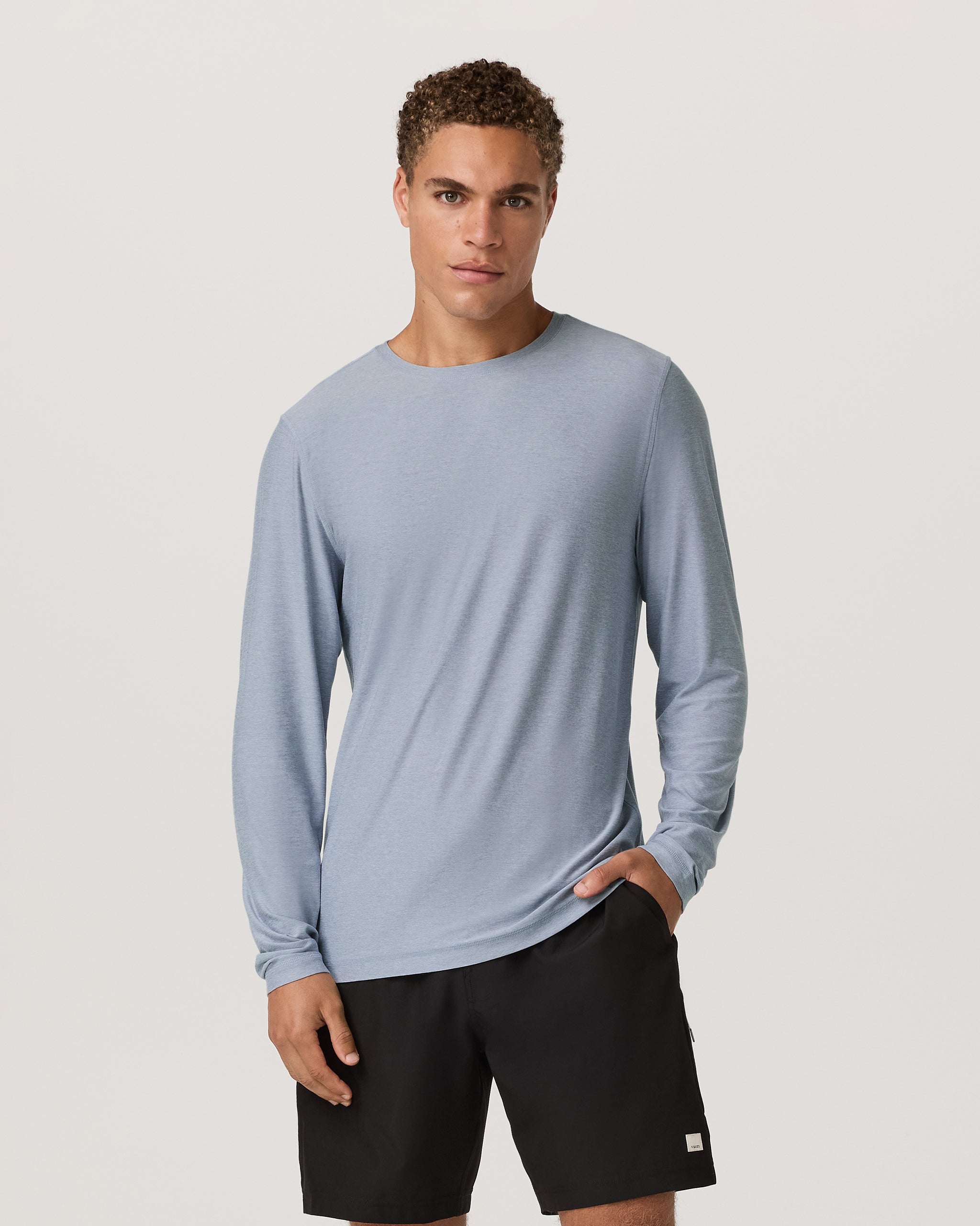 Long Sleeve Strato Tech Tee | Blue Dusk Heather - Image 2