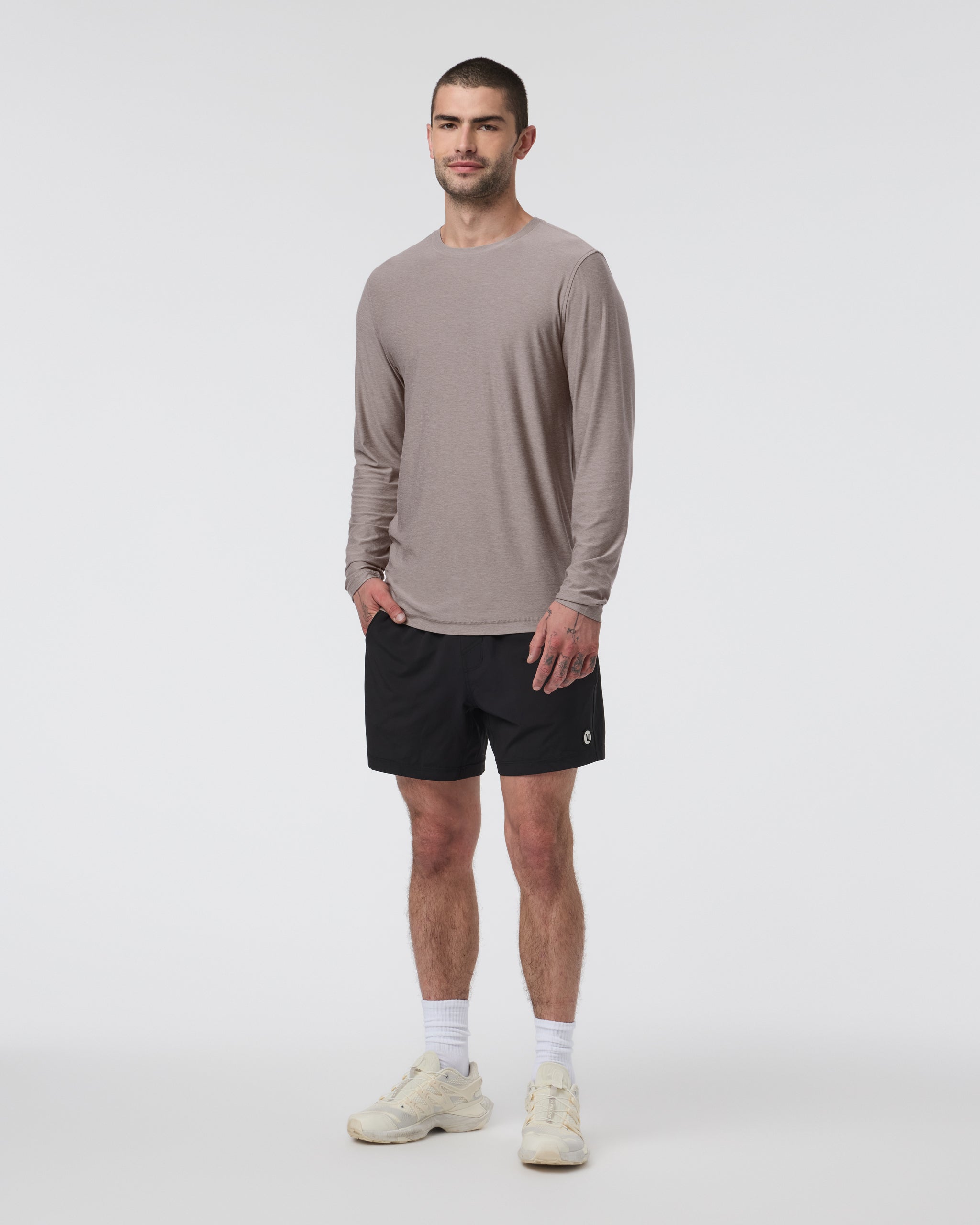 Long Sleeve Strato Tech Tee | Mocha Heather - Image 3