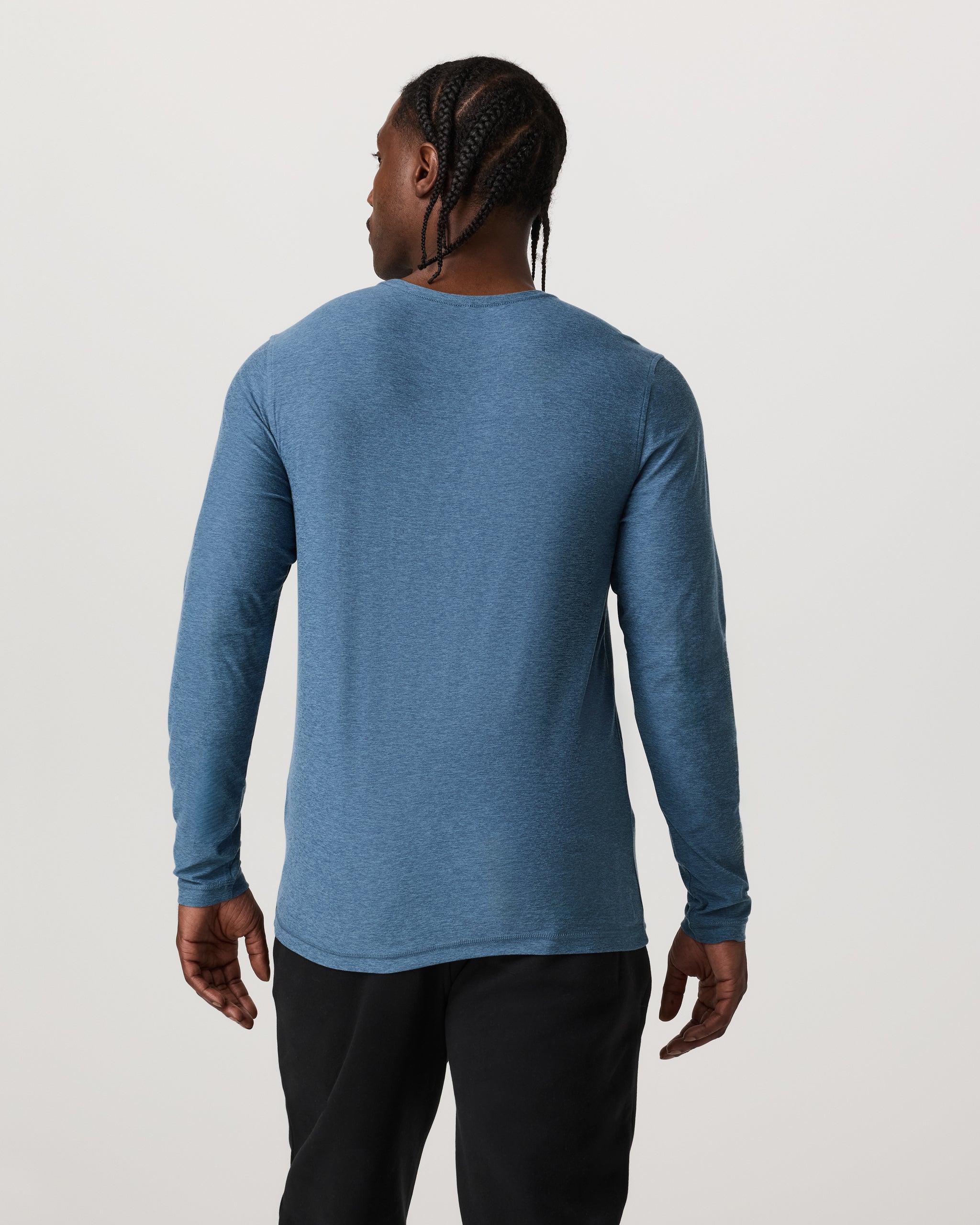 Long Sleeve Strato Tech Tee | Pool Blue Heather - Image 4