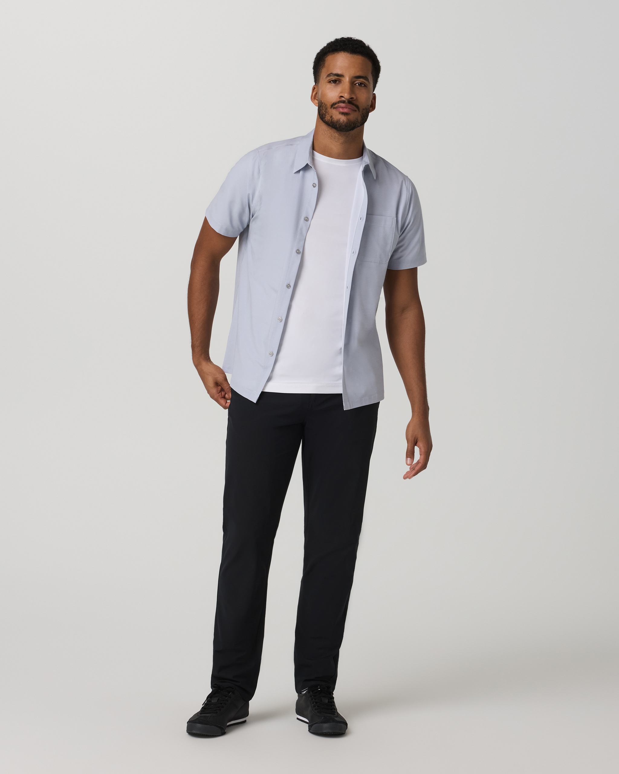 Short Sleeve Bridge Button Down | Atmosphere Mini Stripe - Image 2