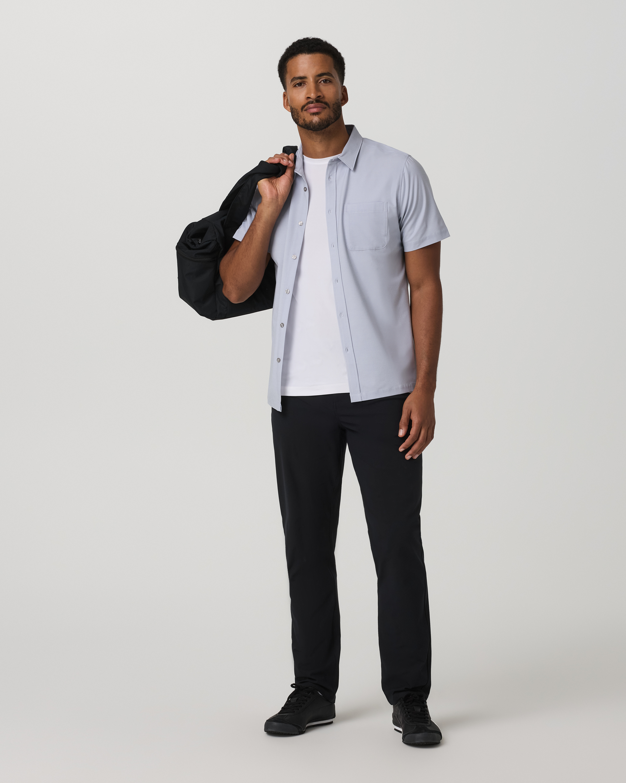 Short Sleeve Bridge Button Down | Atmosphere Mini Stripe - Image 5