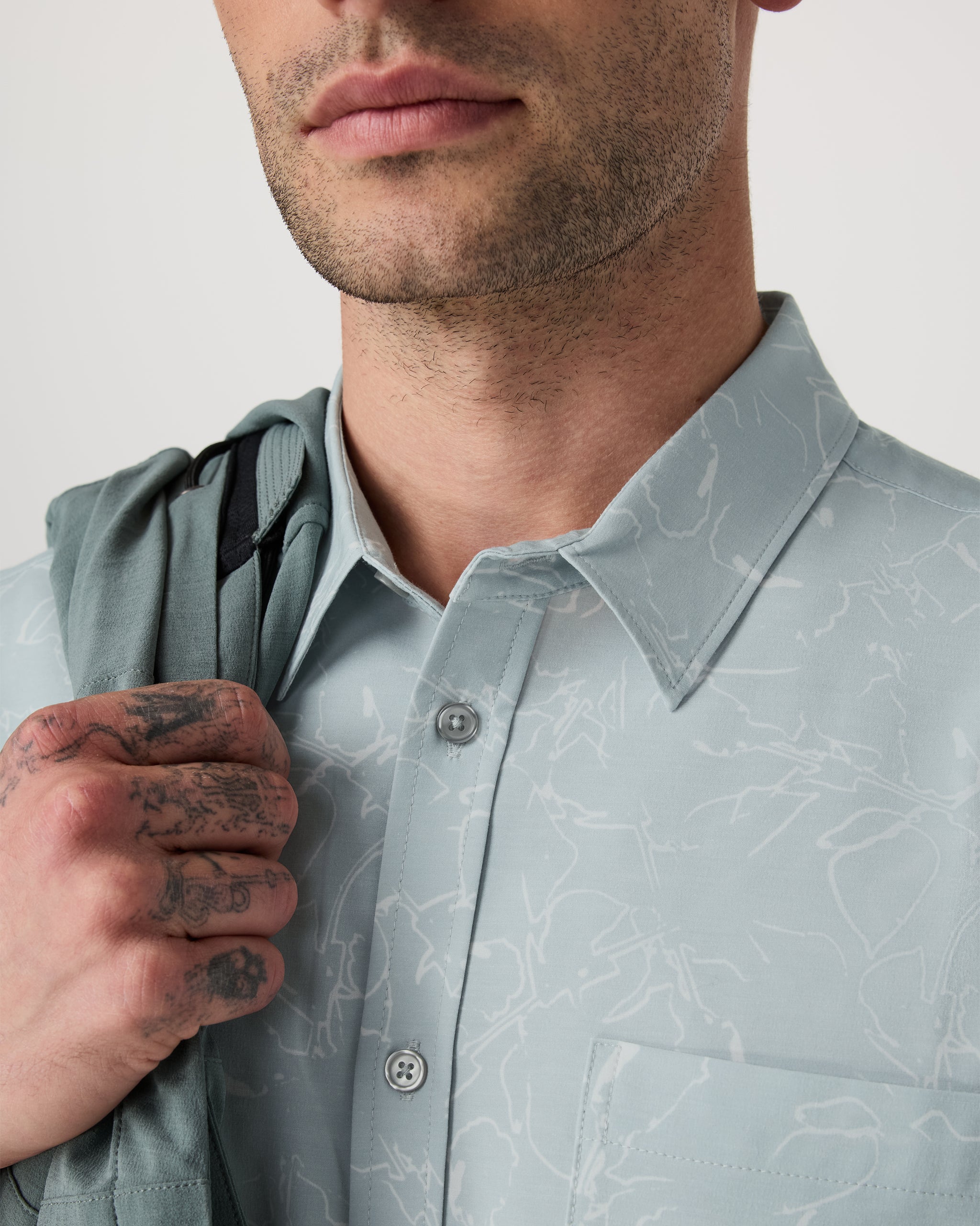 Short Sleeve Bridge Button Down | Chalk Blue Drawn - Image 2