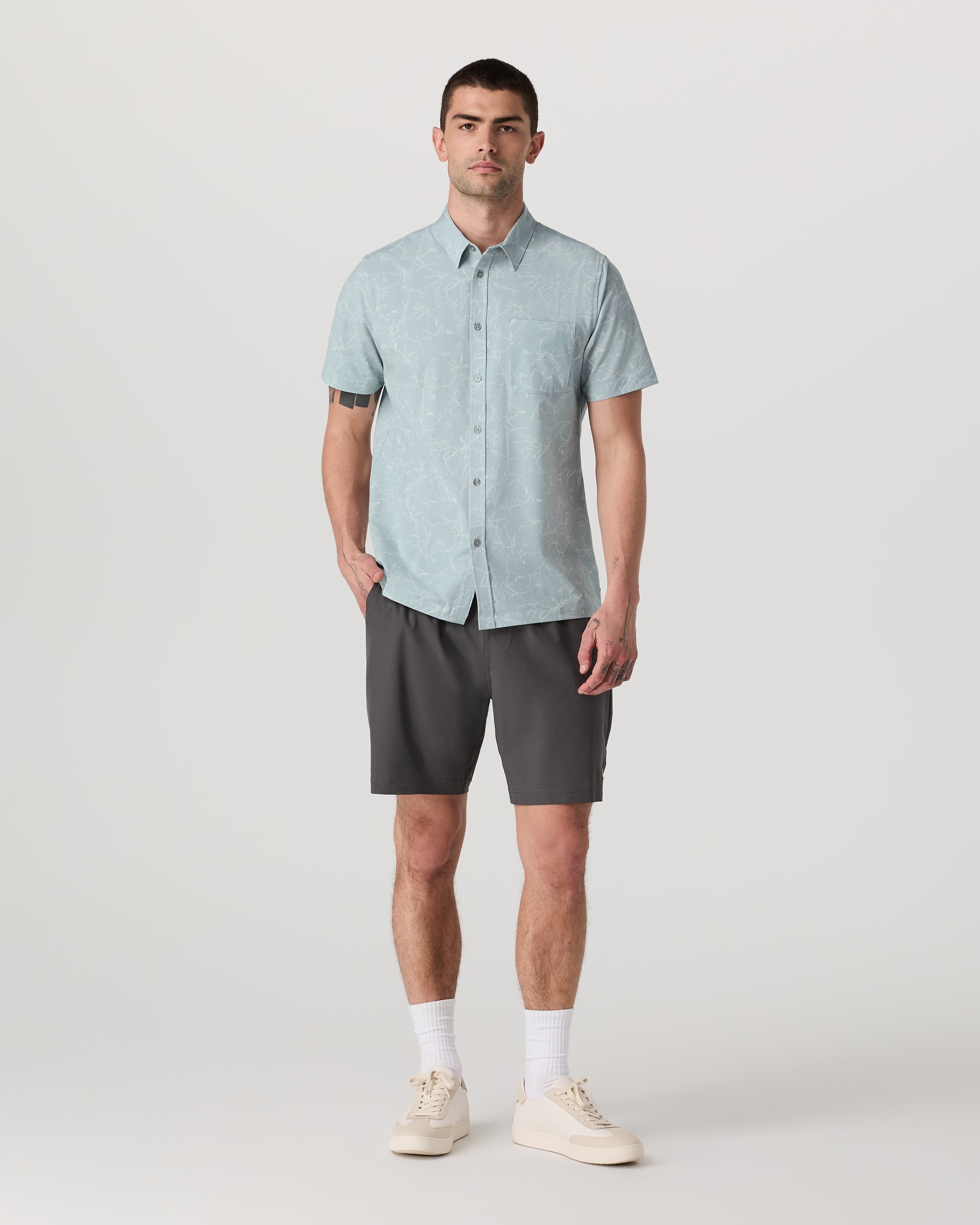 Short Sleeve Bridge Button Down | Chalk Blue Drawn - Image 5