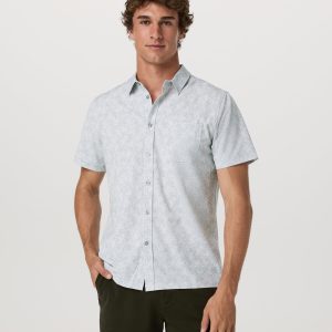 Short Sleeve Bridge Button Down | Frost Grey Water Lily