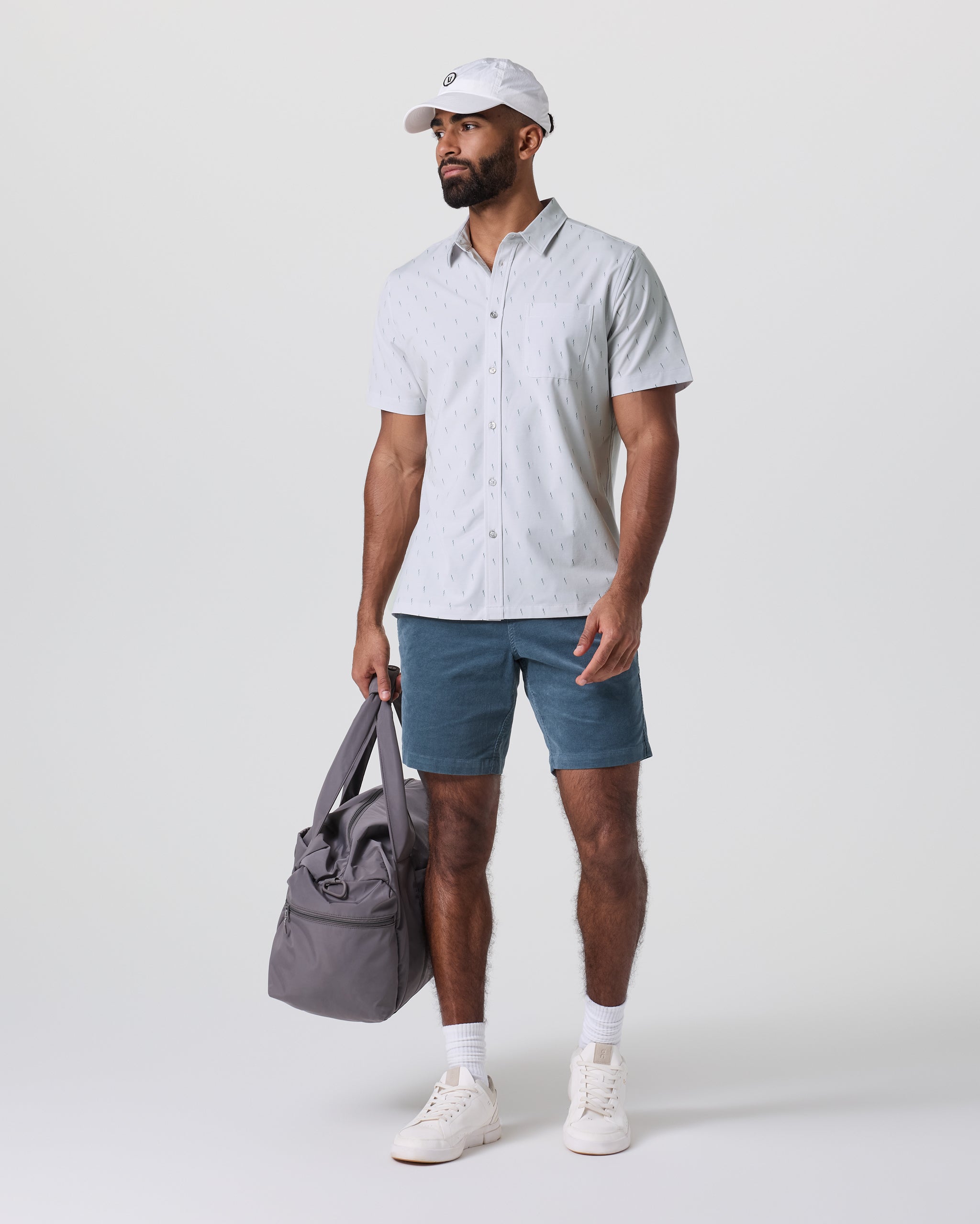 Short Sleeve Bridge Button Down | Frost Grey Triple - Image 3