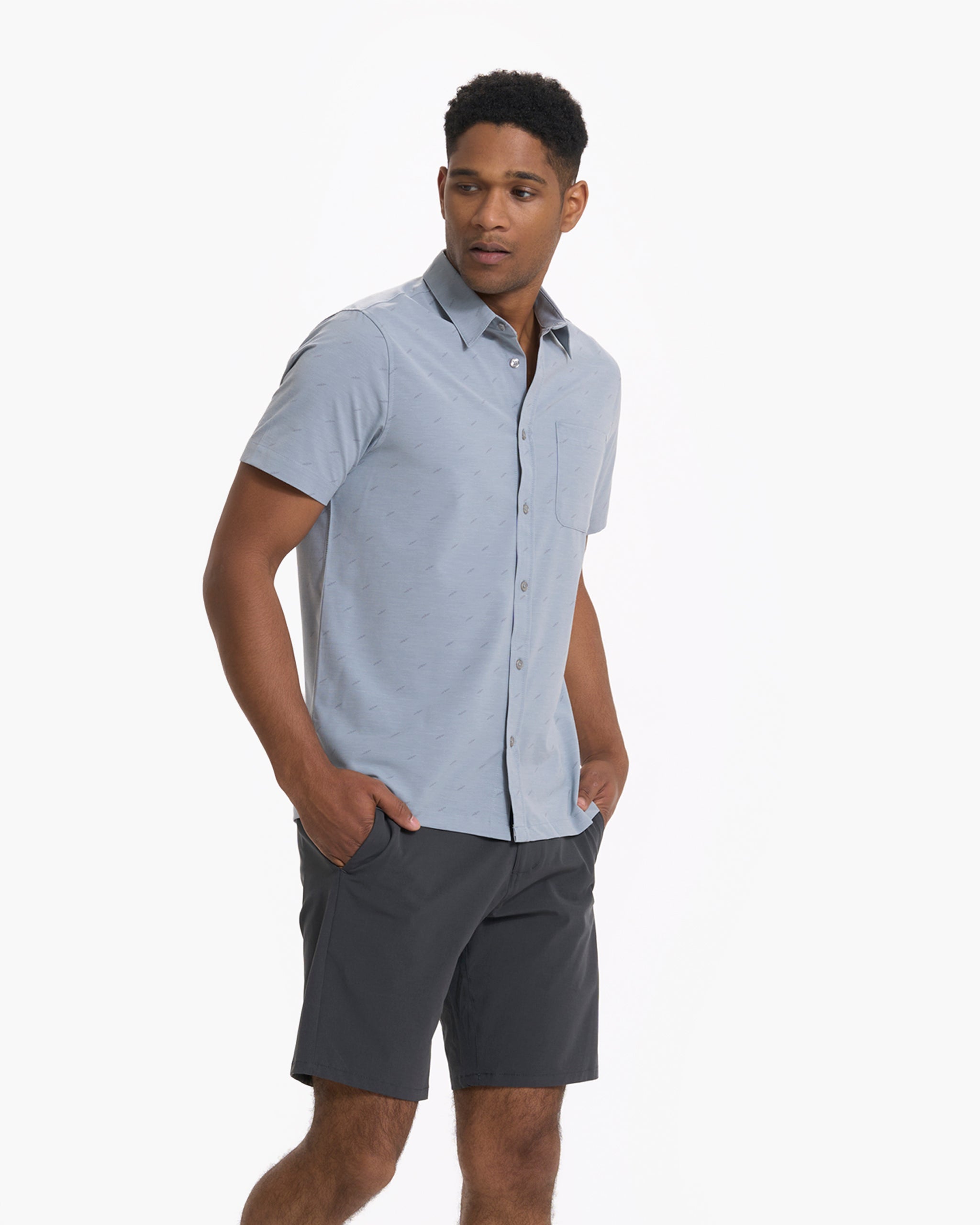 Short-Sleeve Bridge Button Down | Light Cloud Daggers - Image 3