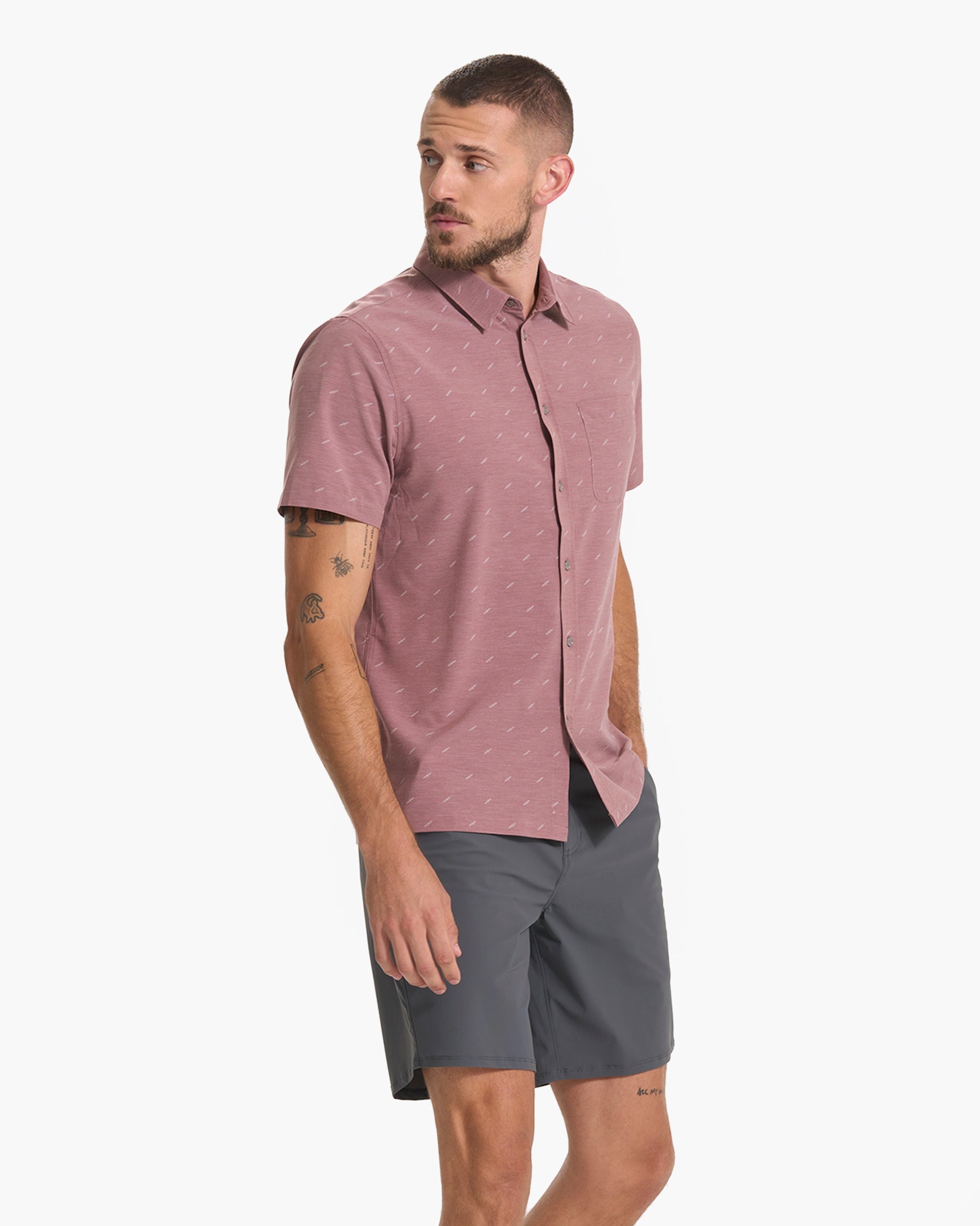 Short Sleeve Bridge Button Down | Light Terracotta Dagger - Image 3