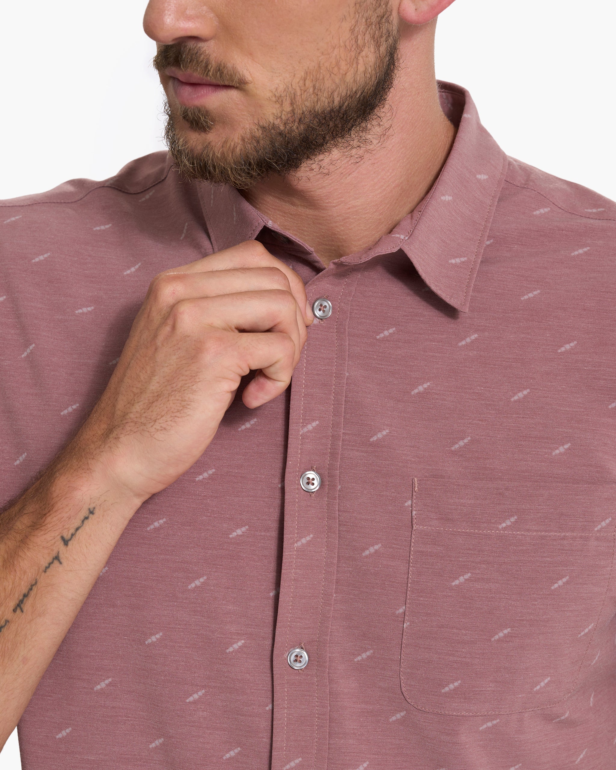Short Sleeve Bridge Button Down | Light Terracotta Dagger - Image 2
