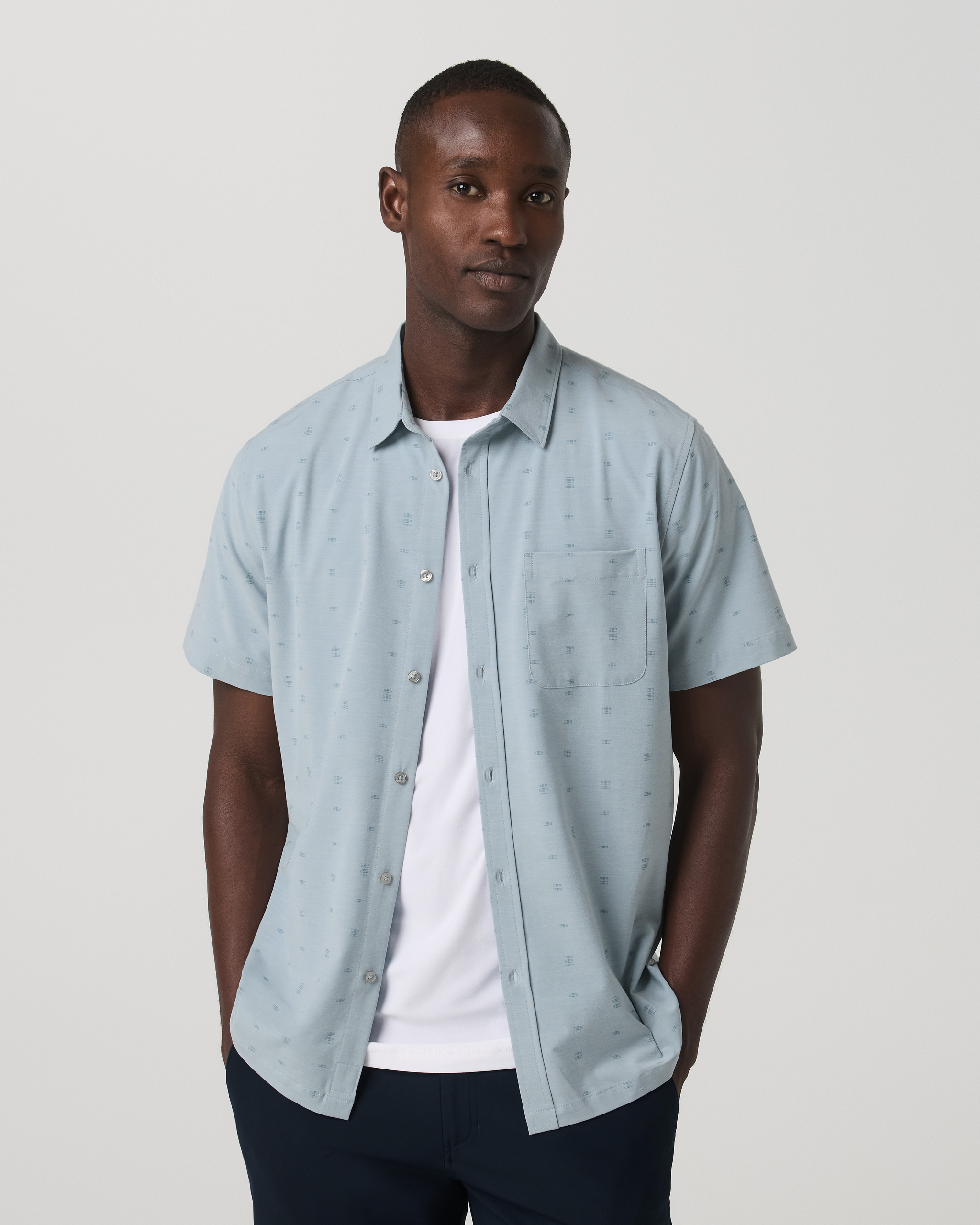 Short Sleeve Bridge Button Down | Raindrop Stone - Image 5