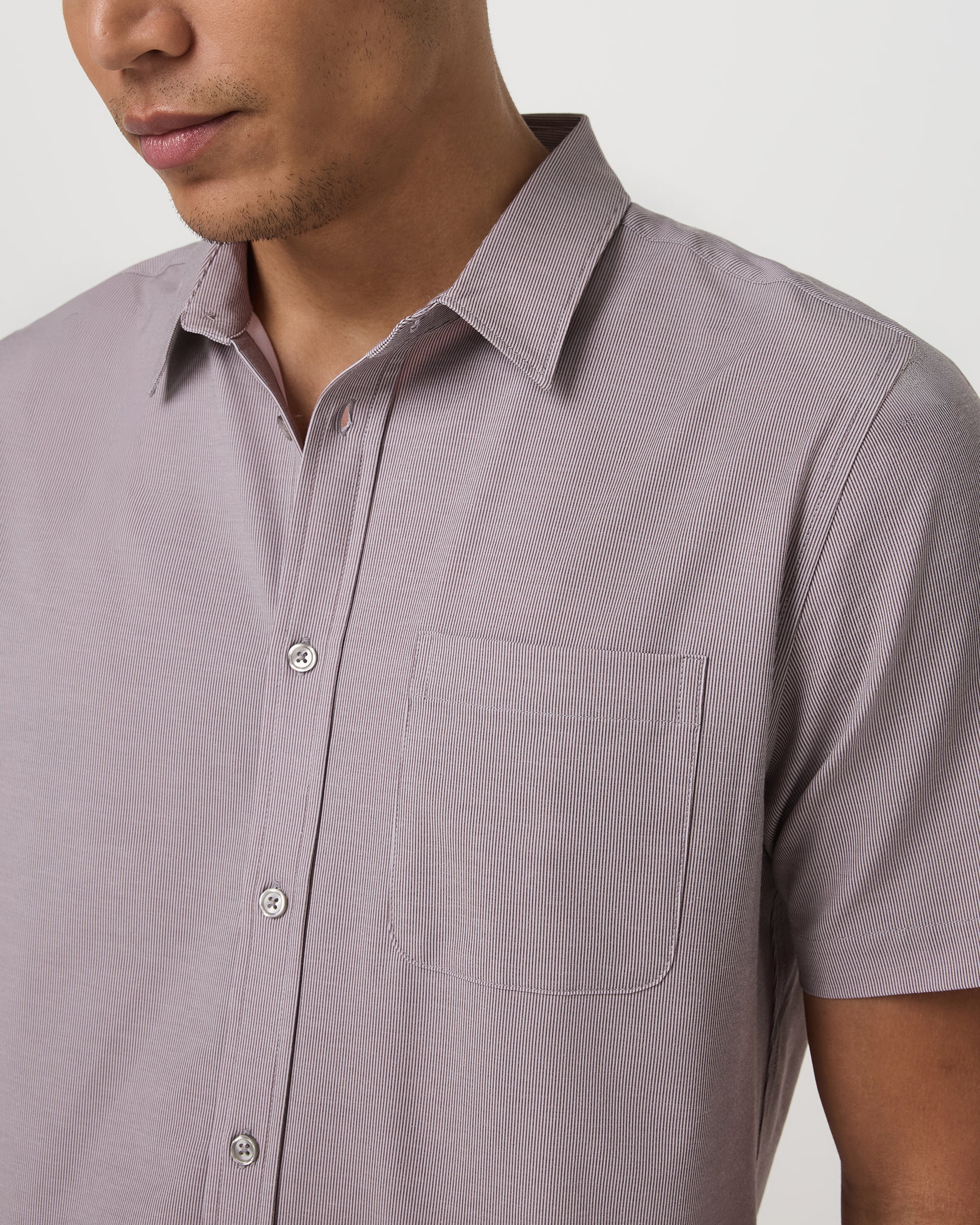Short Sleeve Bridge Button Down | Sable Mini Stripe - Image 2