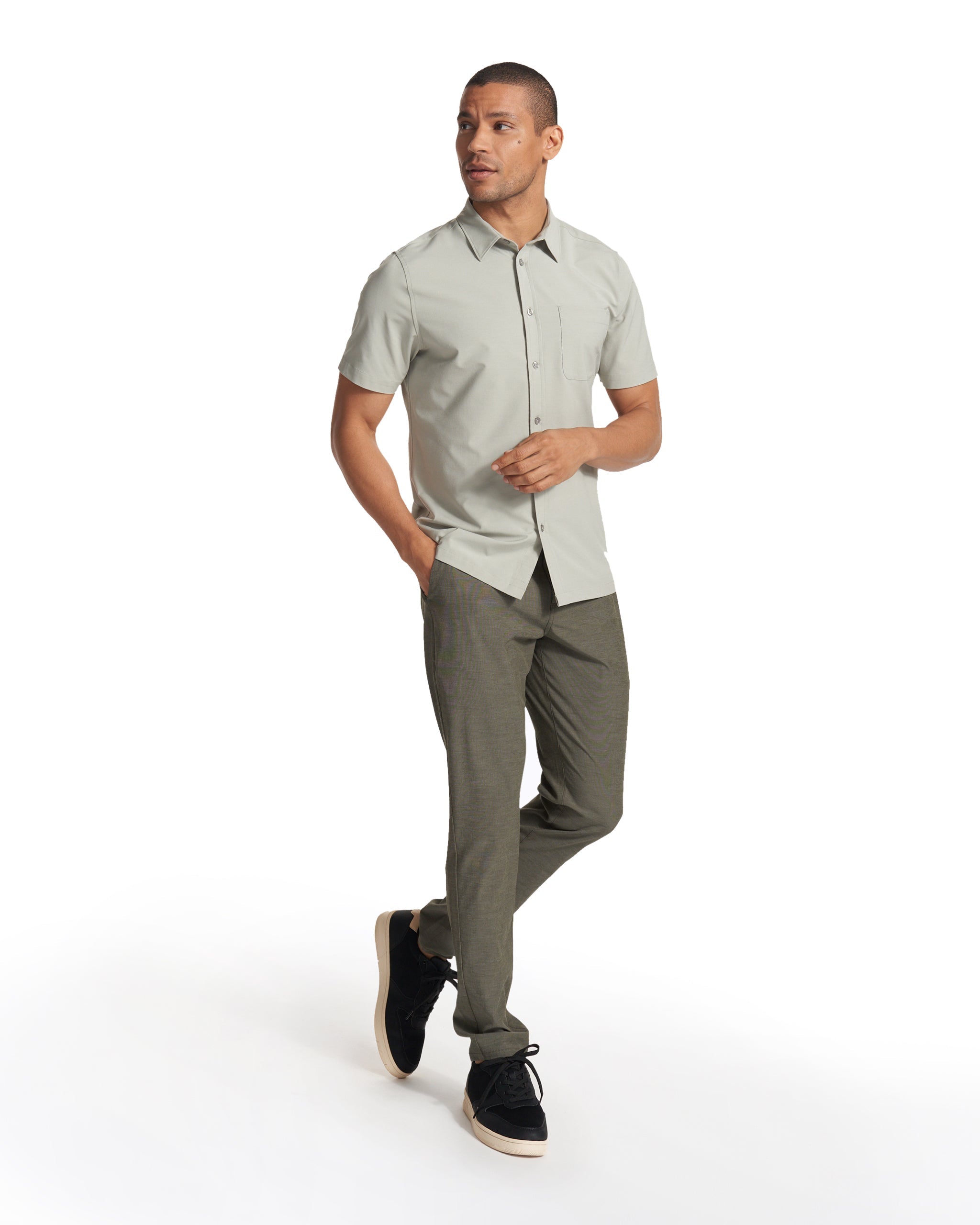Short Sleeve Bridge Button Down | White Sage - Image 5