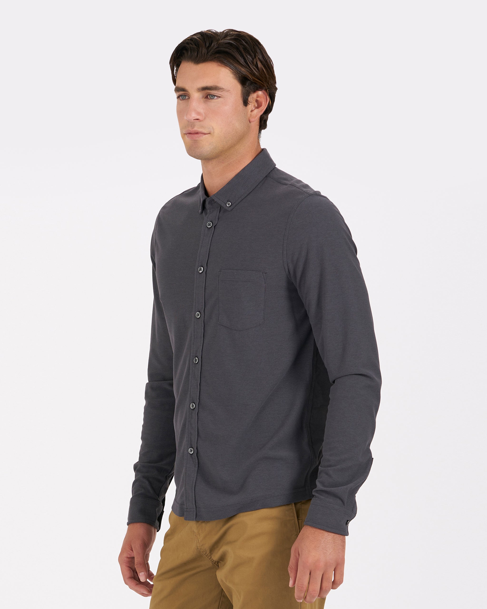 Long Sleeve Ace Button-Down | Charcoal - Image 2