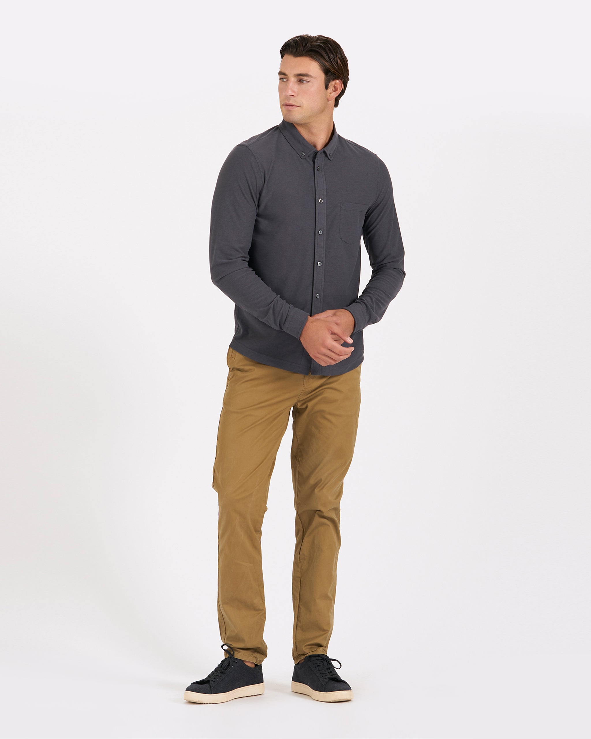 Long Sleeve Ace Button-Down | Charcoal - Image 4