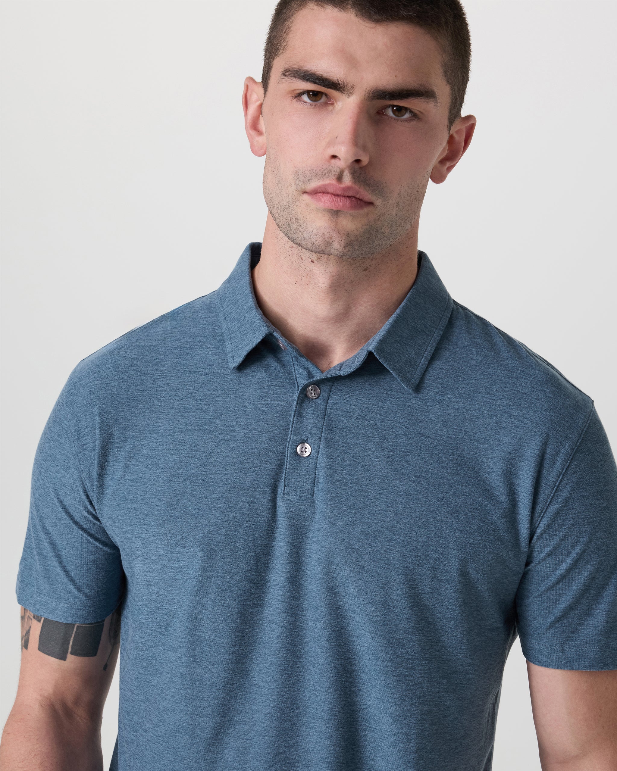 Strato Tech Polo | Pool Blue Heather - Image 2