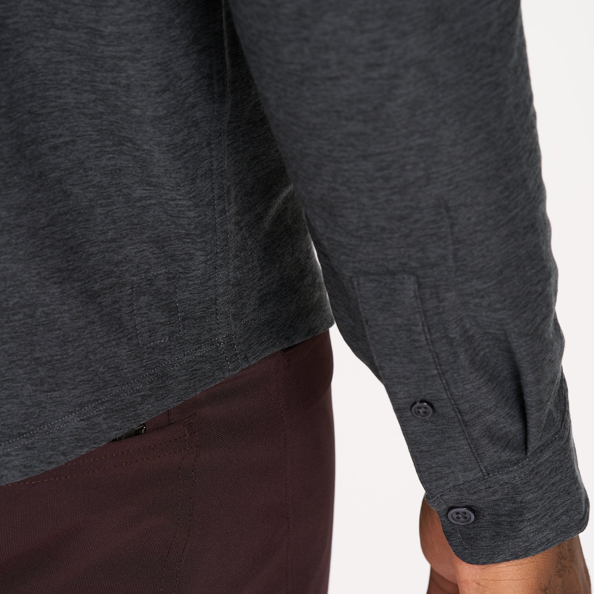 Long Sleeve Strato Button-Down | Charcoal Heather - Image 4