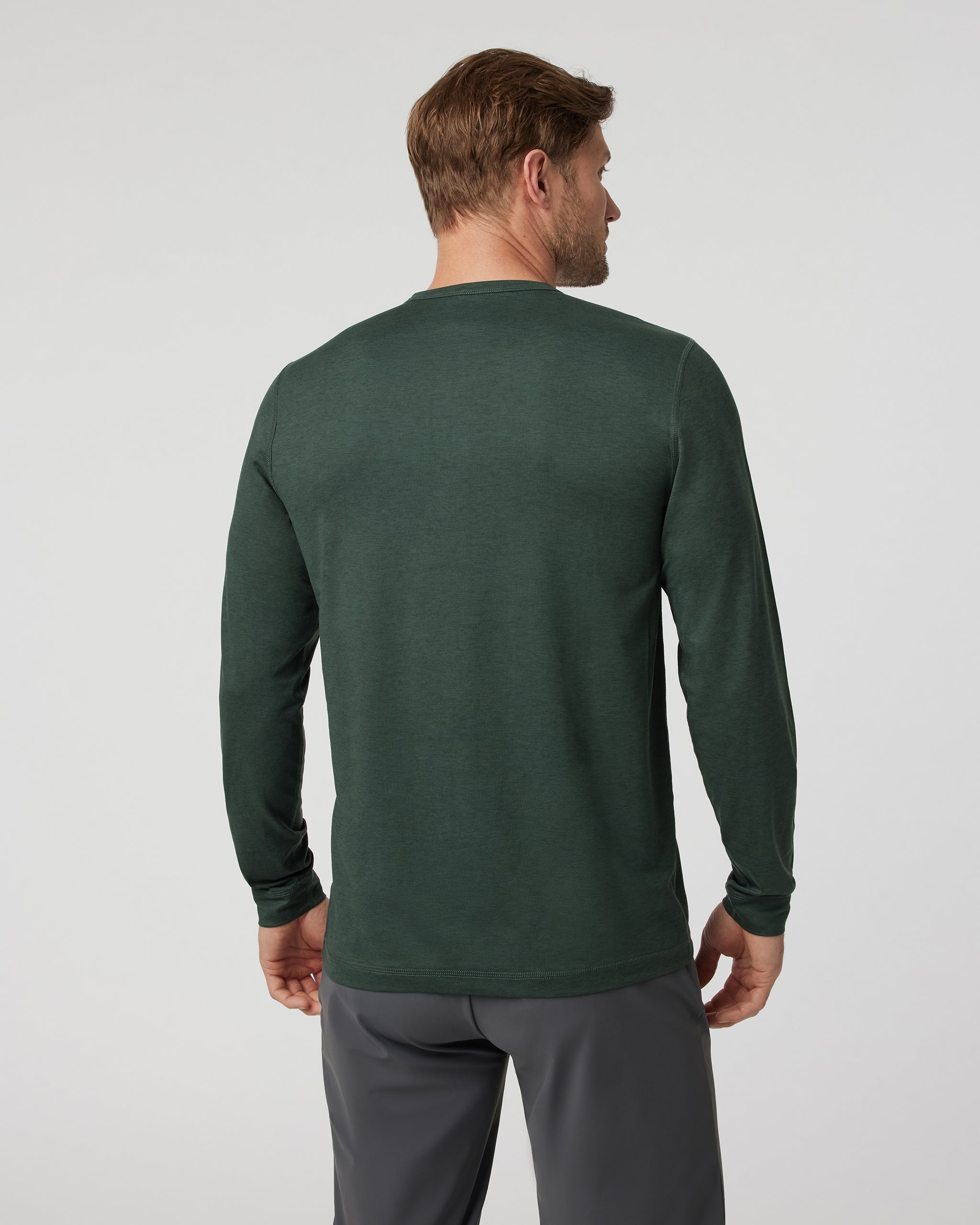 Long-Sleeve Ease Performance Henley | Aspen Heather - Image 2