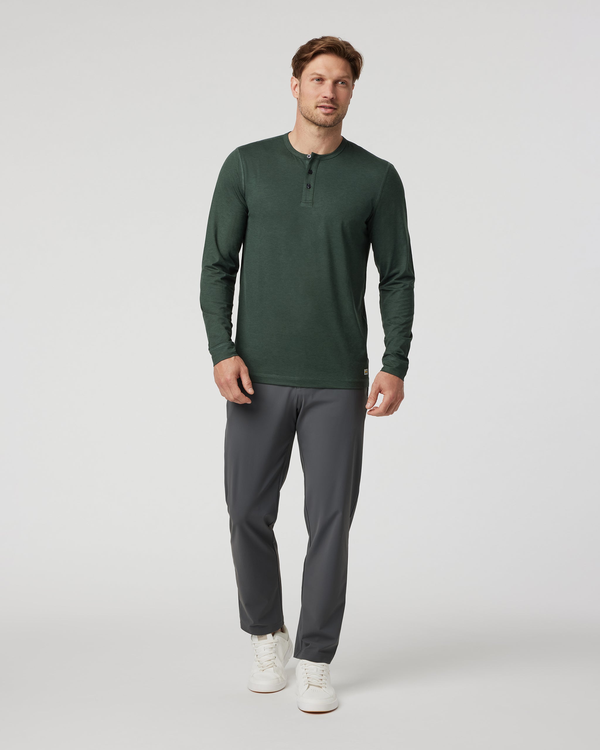 Long-Sleeve Ease Performance Henley | Aspen Heather - Image 3