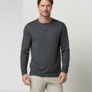 Long-Sleeve Ease Performance Henley | Charcoal Heather