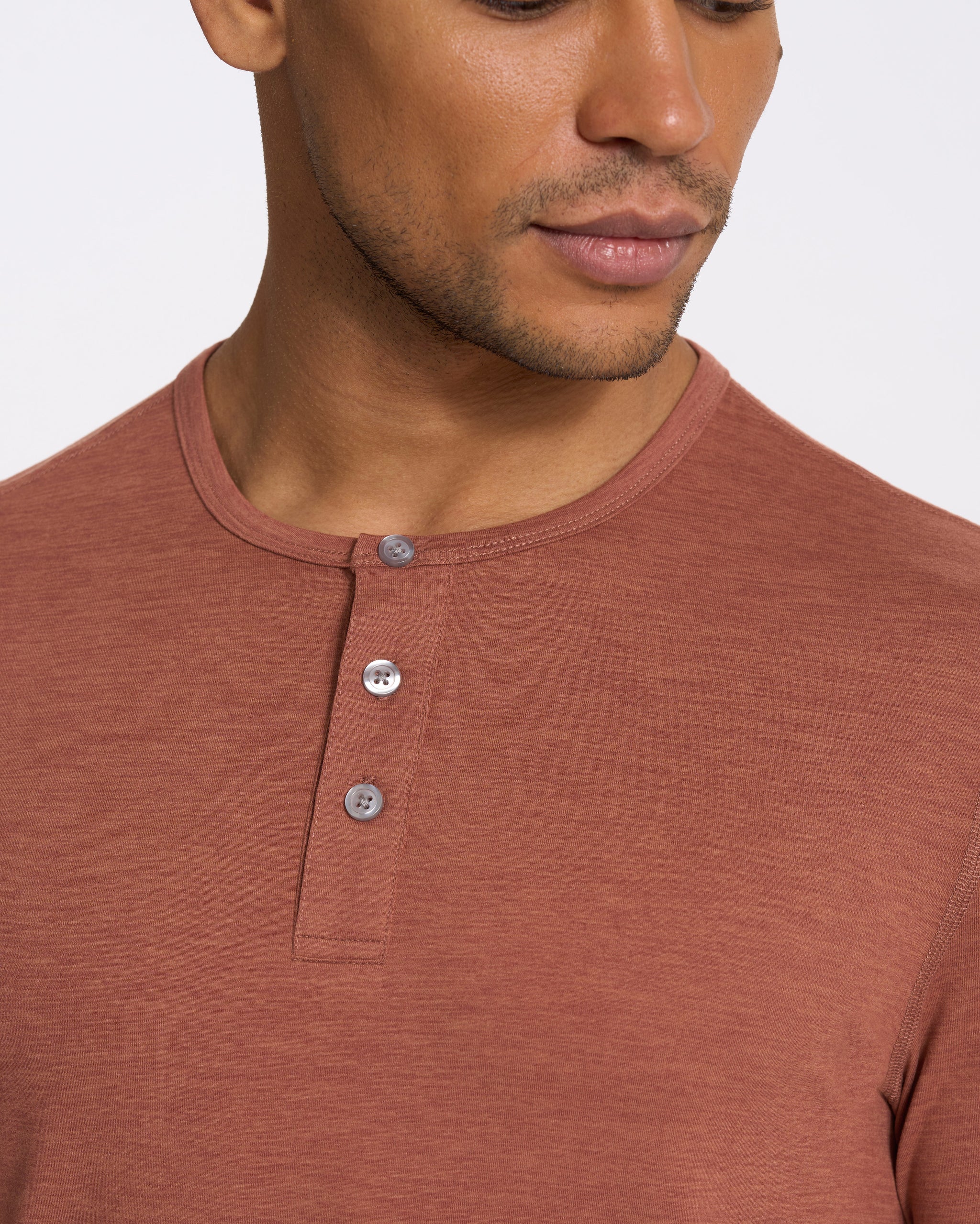 Long-Sleeve Ease Performance Henley | Copper Heather - Image 2