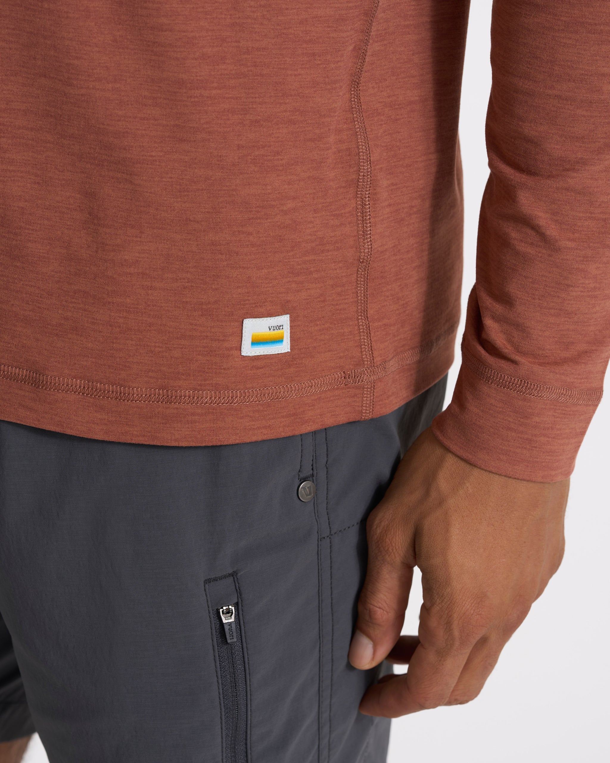 Long-Sleeve Ease Performance Henley | Copper Heather - Image 6