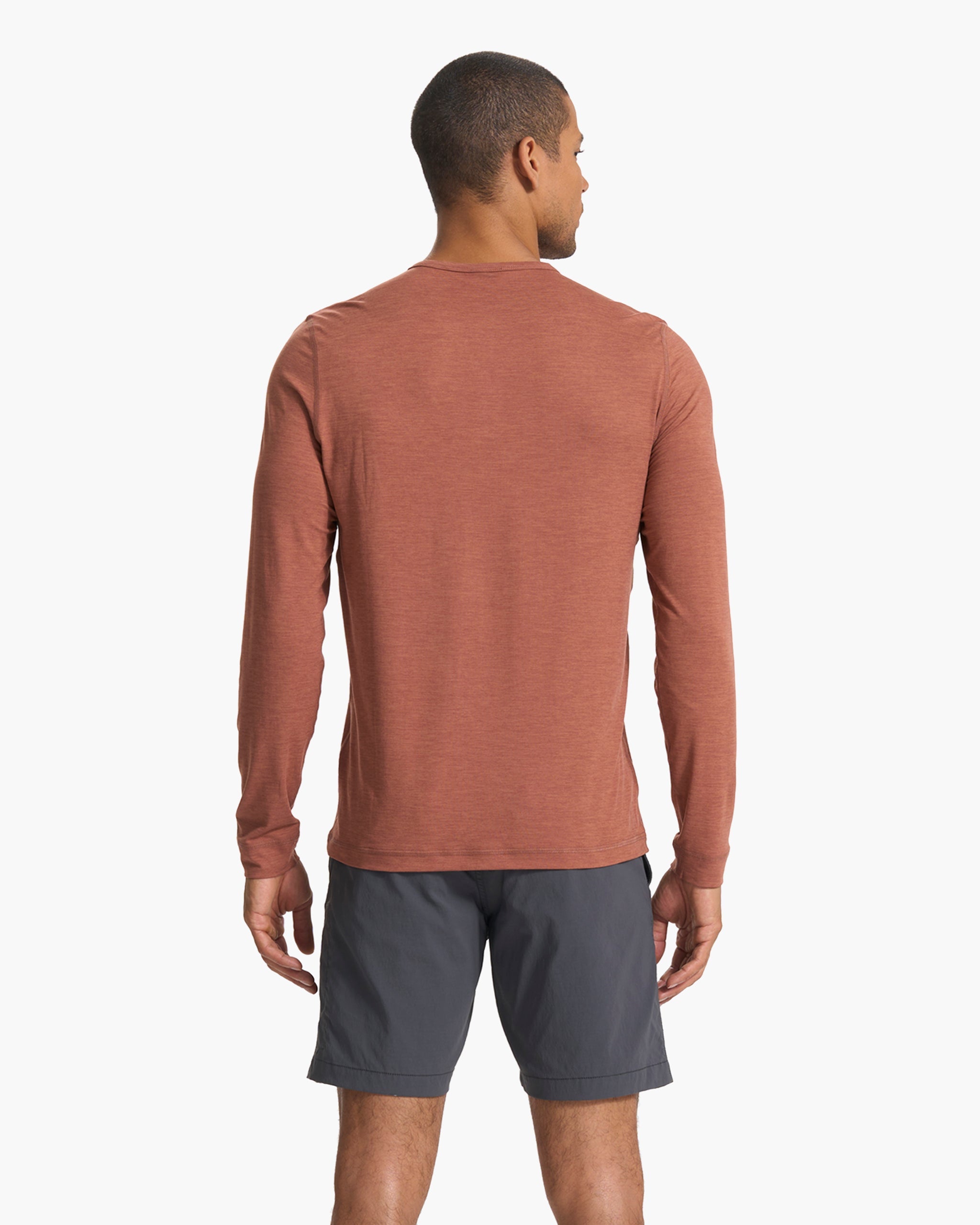 Long-Sleeve Ease Performance Henley | Copper Heather - Image 4