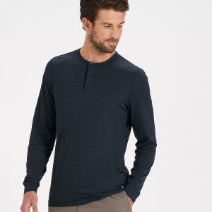 Long-Sleeve Ease Performance Henley | Ink Heather