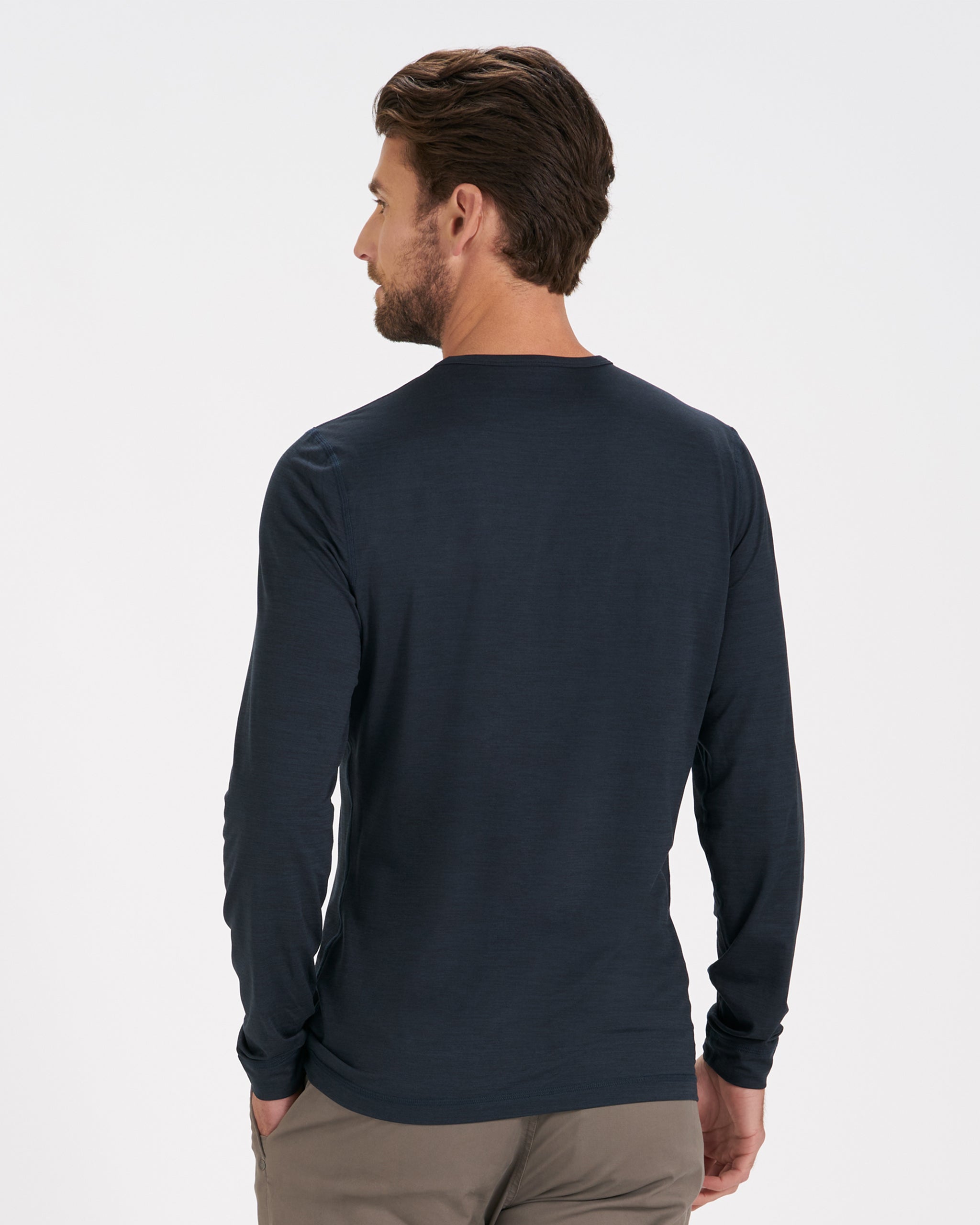 Long-Sleeve Ease Performance Henley | Ink Heather - Image 2