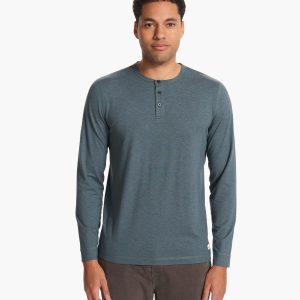 Long-Sleeve Ease Performance Henley | Lake Heather