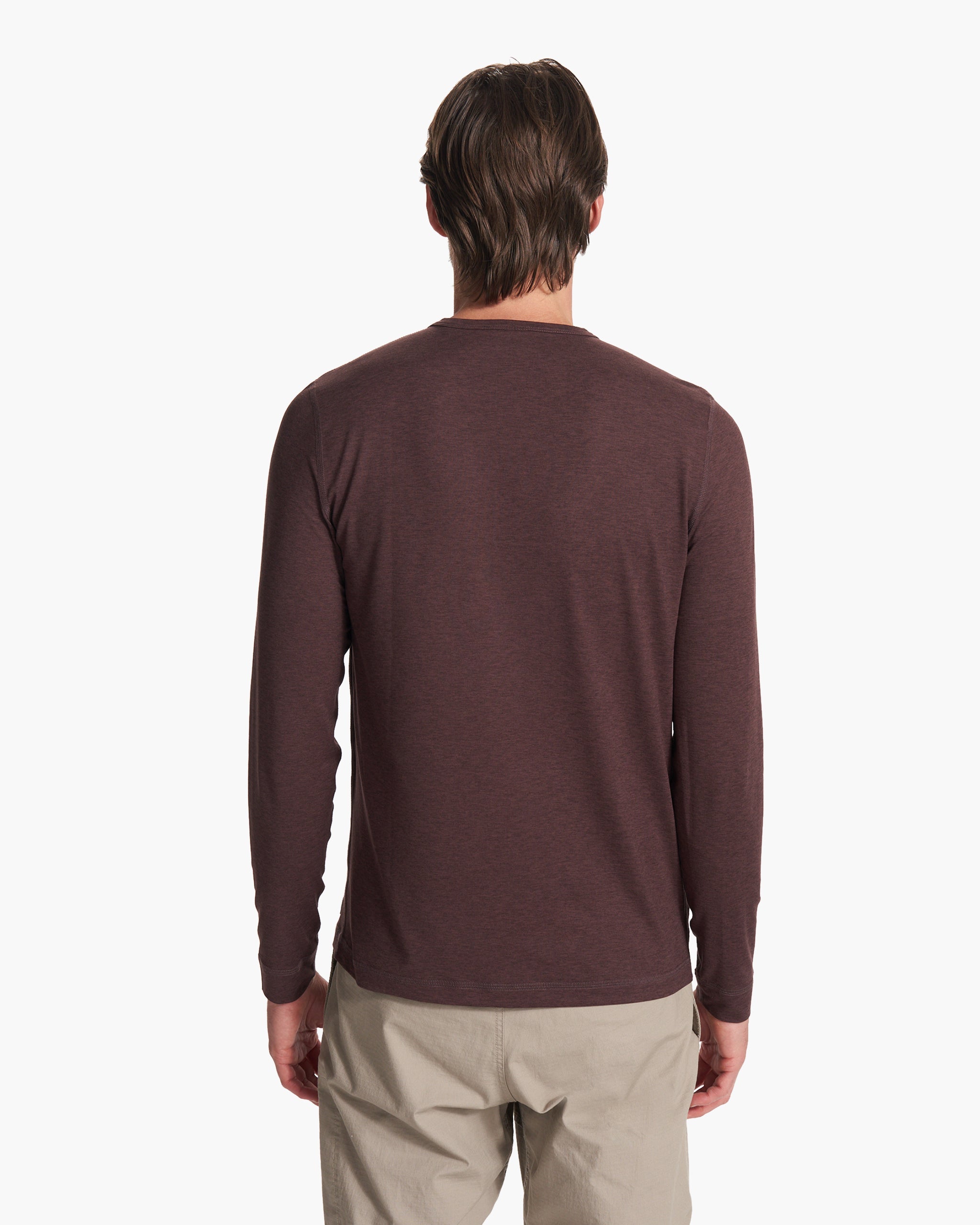 Long-Sleeve Ease Performance Henley | Mahogany Heather - Image 2