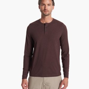 Long-Sleeve Ease Performance Henley | Mahogany Heather