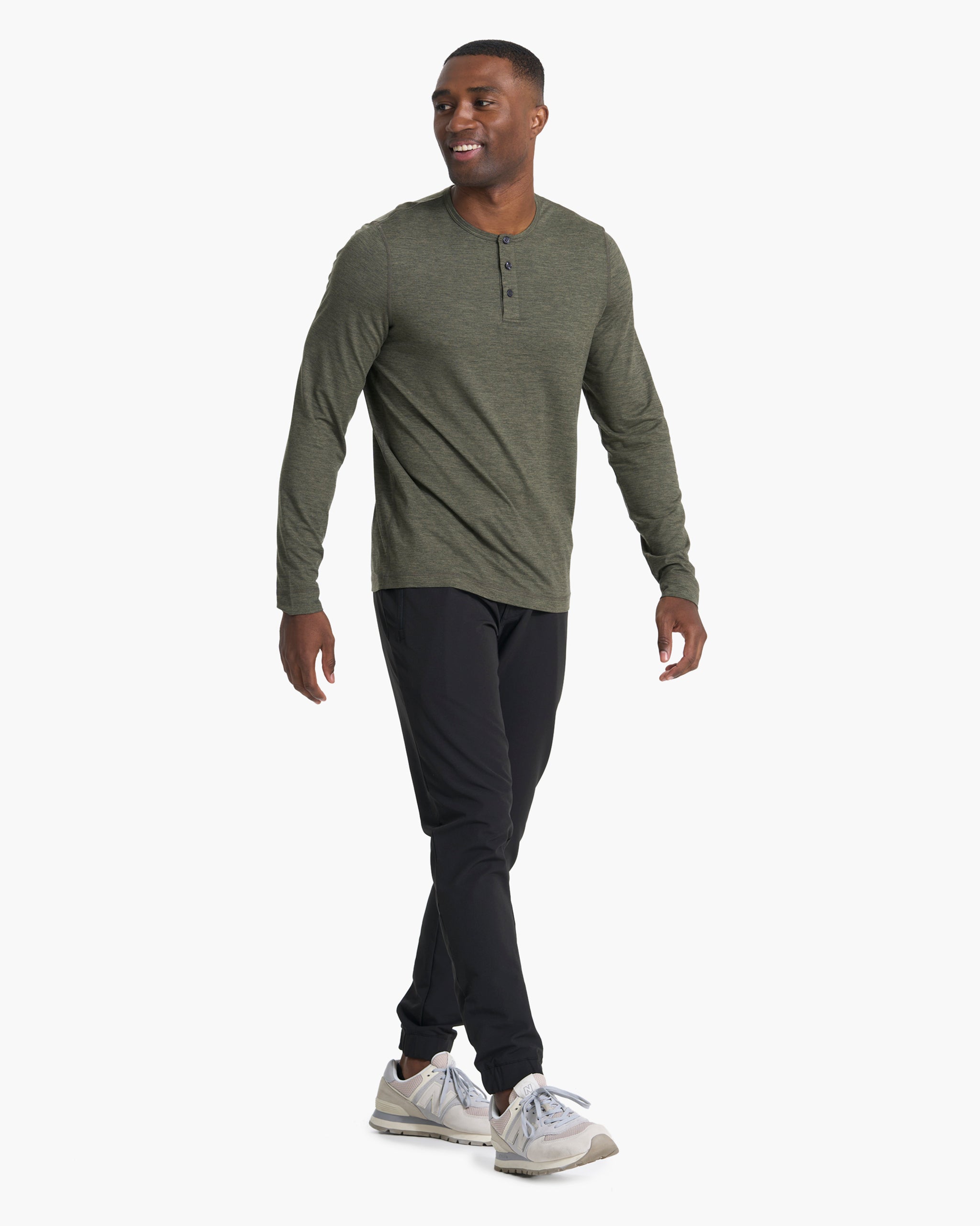 Long-Sleeve Ease Performance Henley | Oregano Heather - Image 4