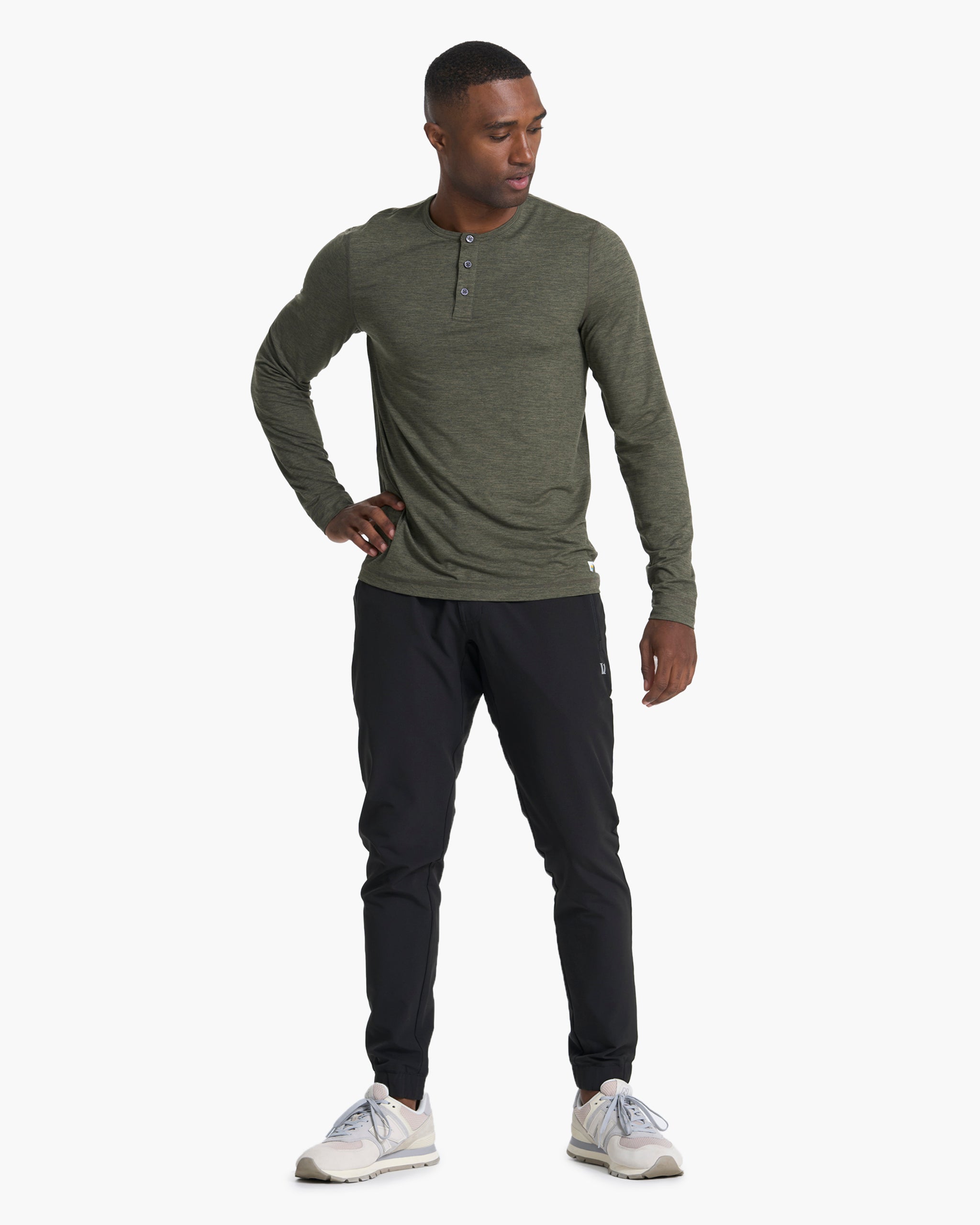 Long-Sleeve Ease Performance Henley | Oregano Heather - Image 5