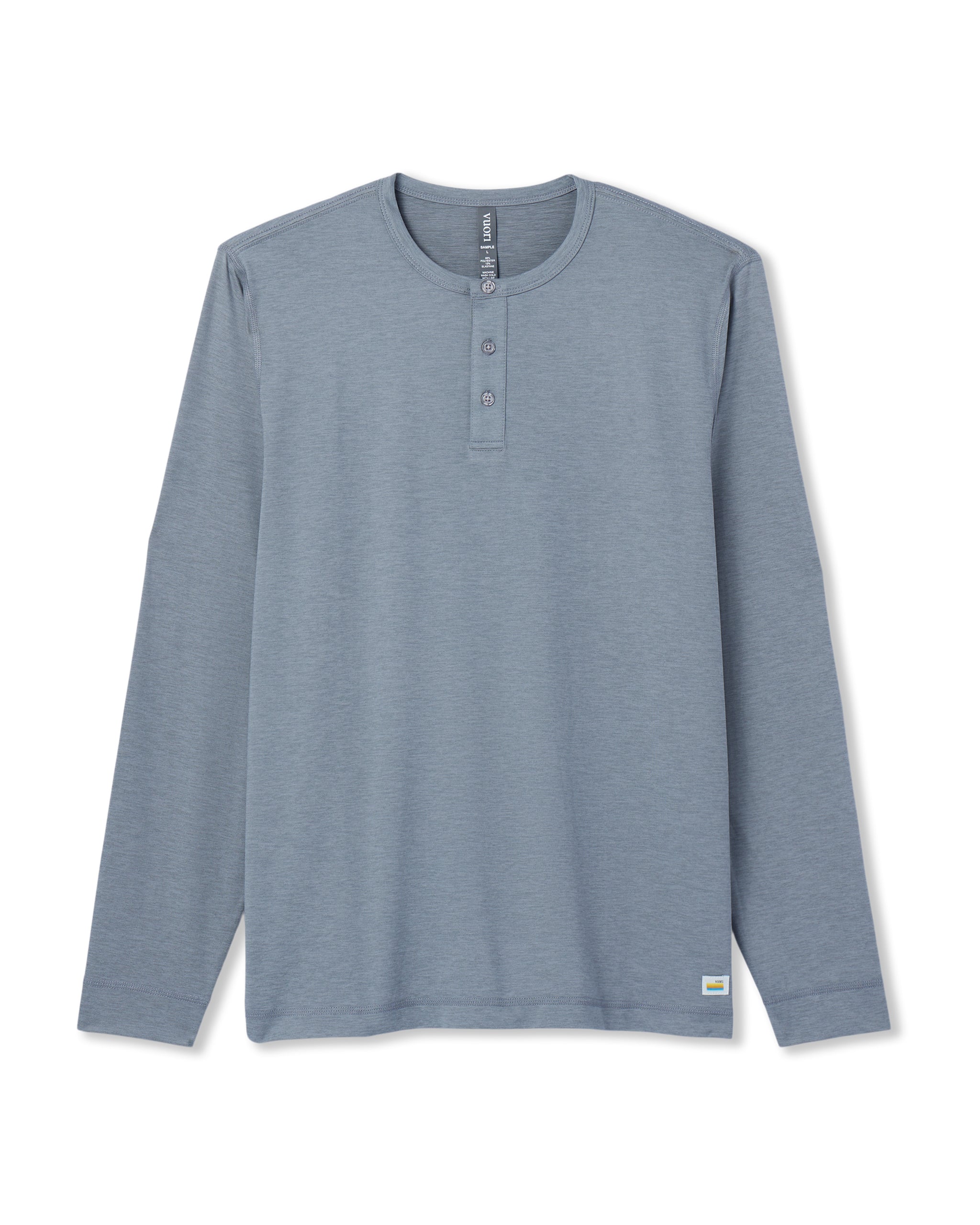 Long Sleeve Ease Performance Henley | Dusty Blue Heather - Image 4