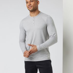 Long-Sleeve Ease Performance Henley | Light Heather Grey