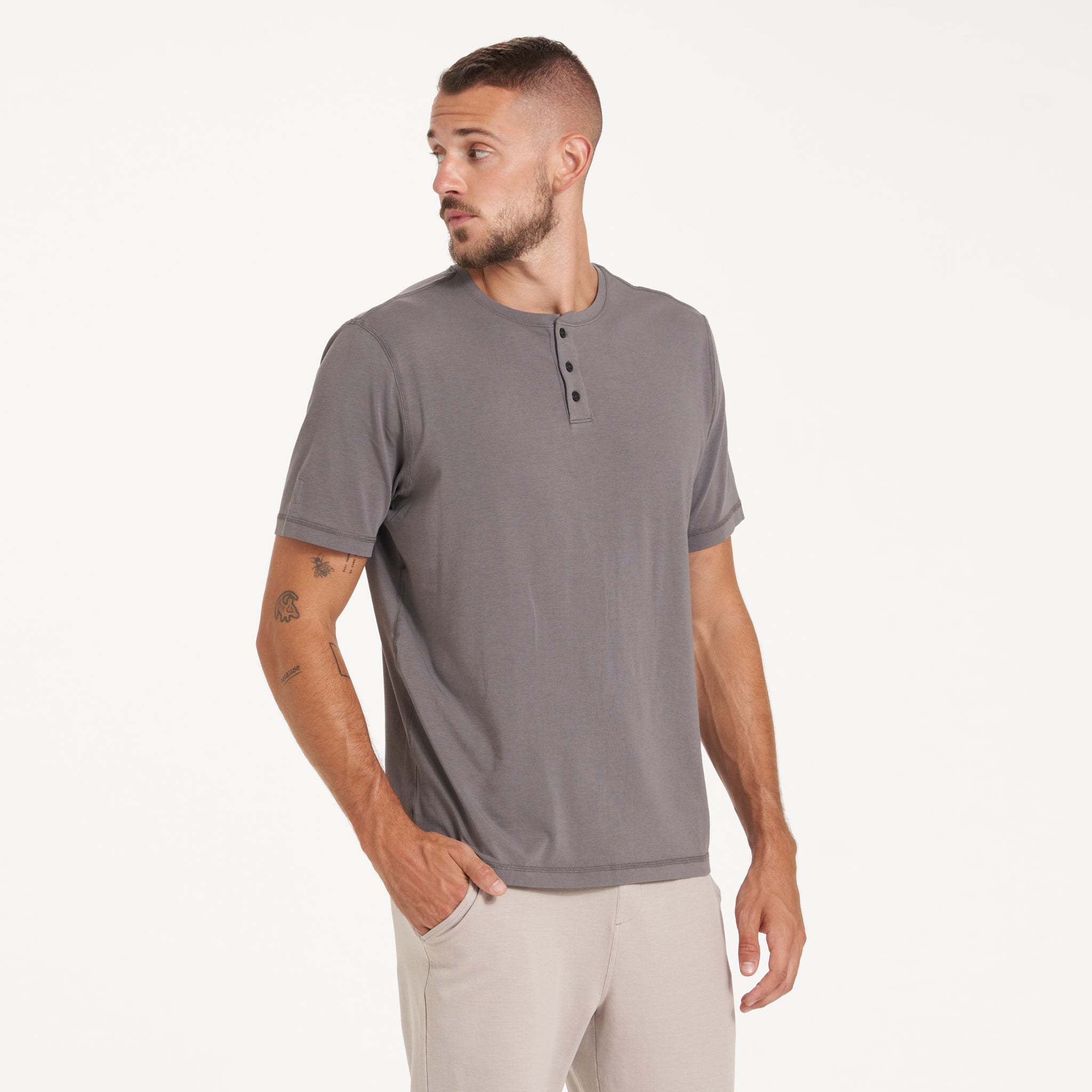 Short-Sleeve Tuvalu Henley | Smoke - Image 5