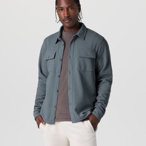 Waffle Shirt Jacket | Dusty Blue