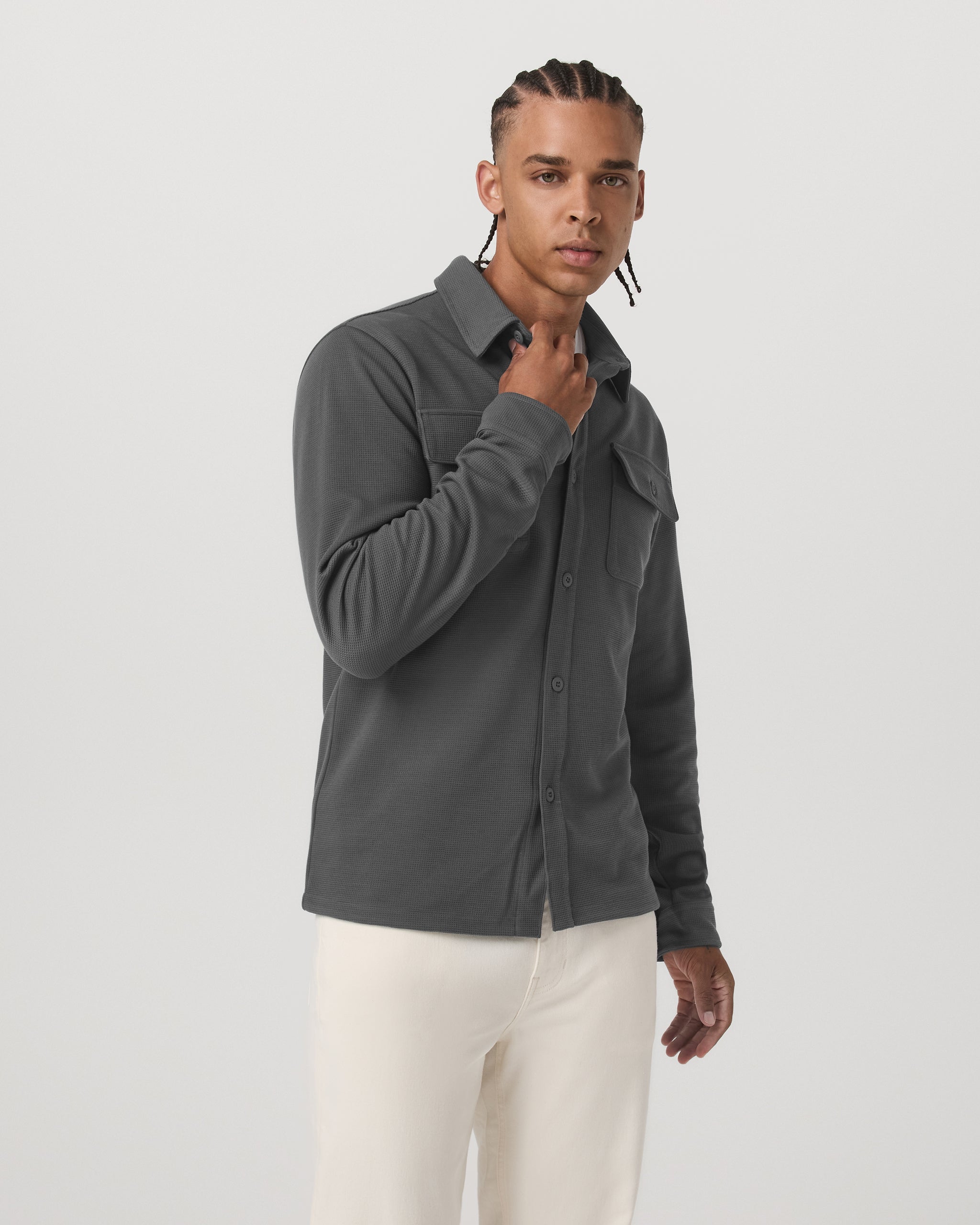 Waffle Shirt Jacket | Dark Pewter - Image 5