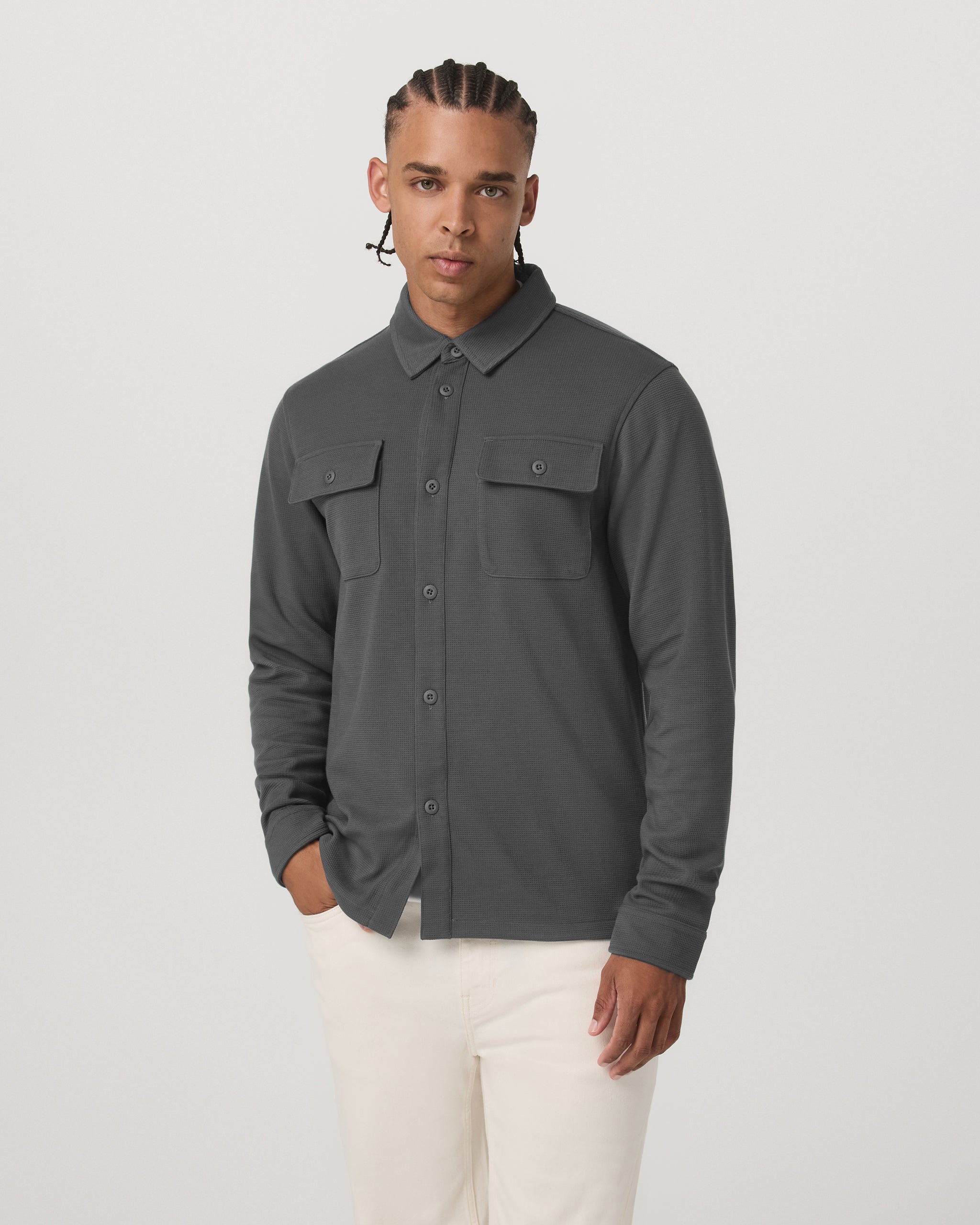 Waffle Shirt Jacket | Dark Pewter - Image 2