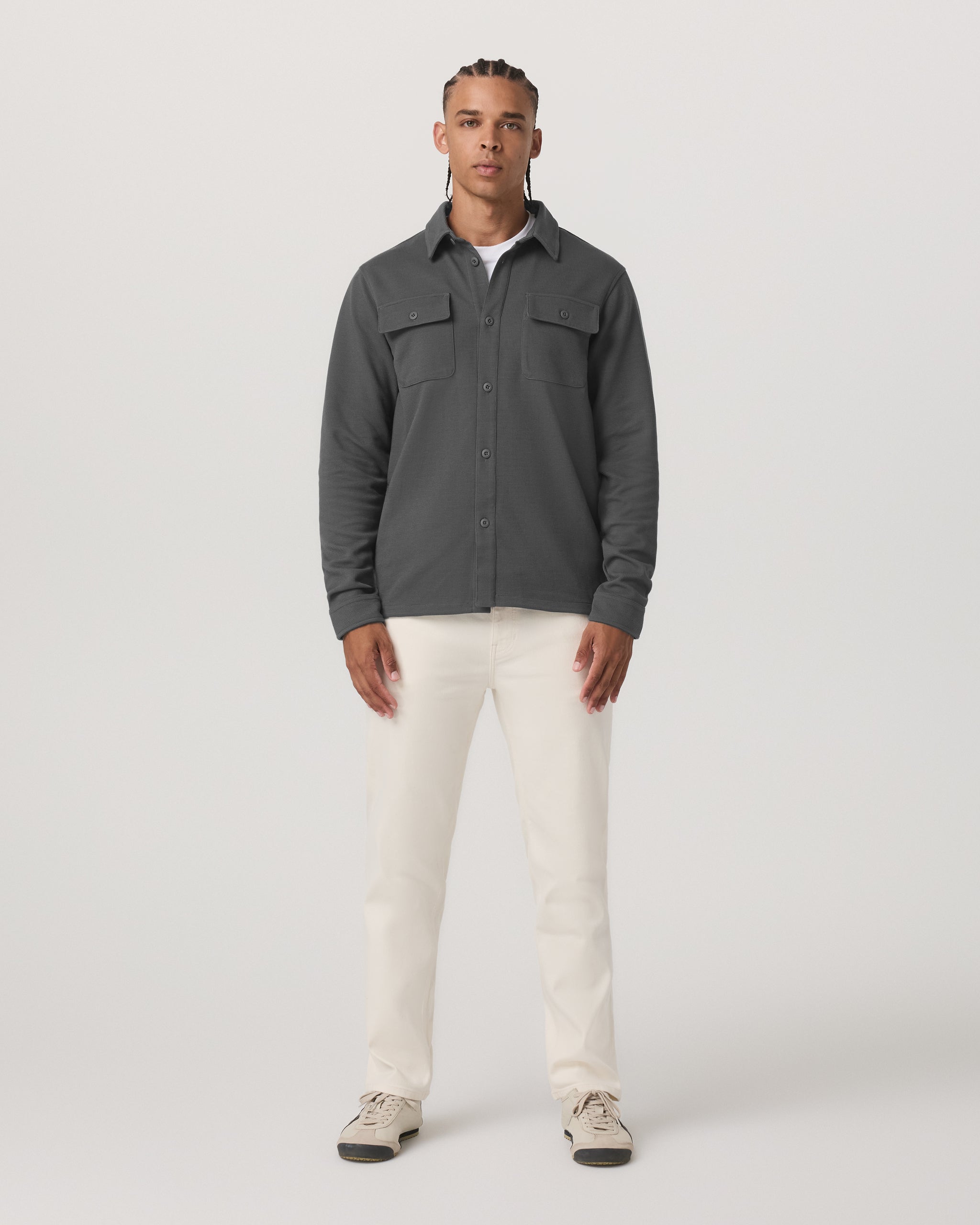 Waffle Shirt Jacket | Dark Pewter - Image 4